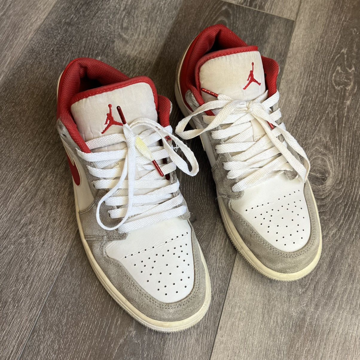 Jordan Brand × Nike × Vintage Vintage Air Jordan 1 Low SE Smoke Grey Gym Red Men Low Shoes Size US 8.5 / EU 41-42 - 2 Thumbnail