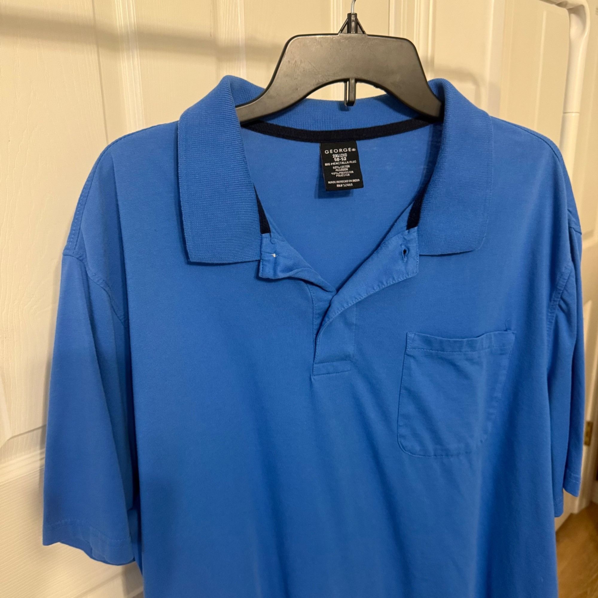 George George Mens Big & Tall Blue Polo Shirt 2XL 50-52 Short Sleev Size US XXL / EU 58 / 5 - 3 Thumbnail
