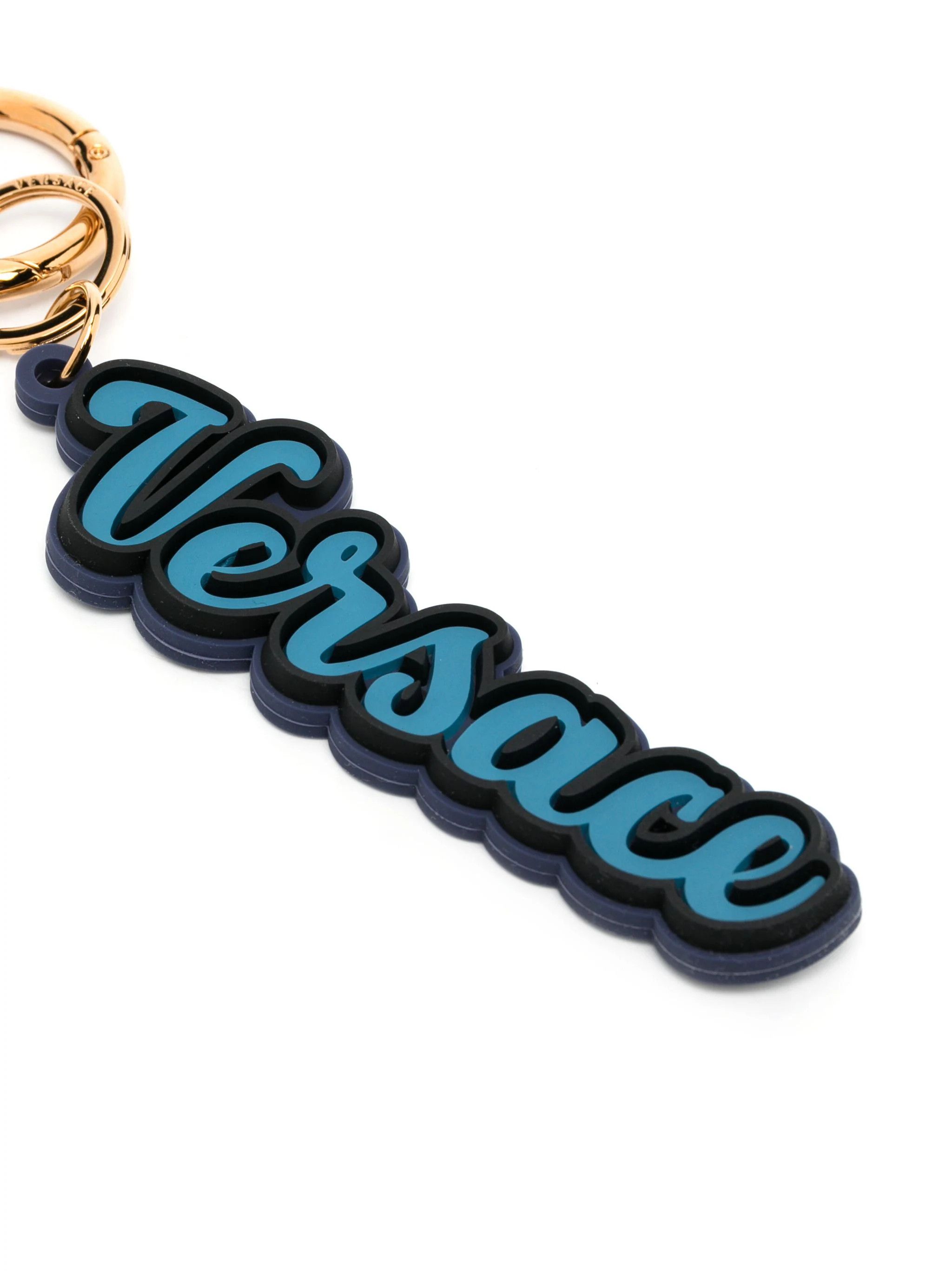 Versace VERSACE blue black logo pendant varsity silicone keyring Size ONE SIZE - 1 Thumbnail