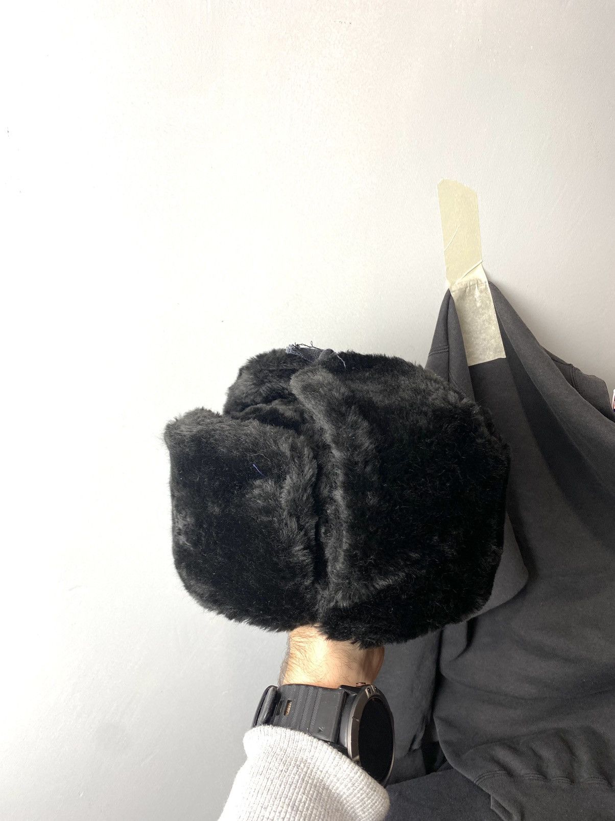 Vintage Vintage Soviet Era Black Fur Ushanka Trapper Hat Winter Size ONE SIZE - 3 Thumbnail