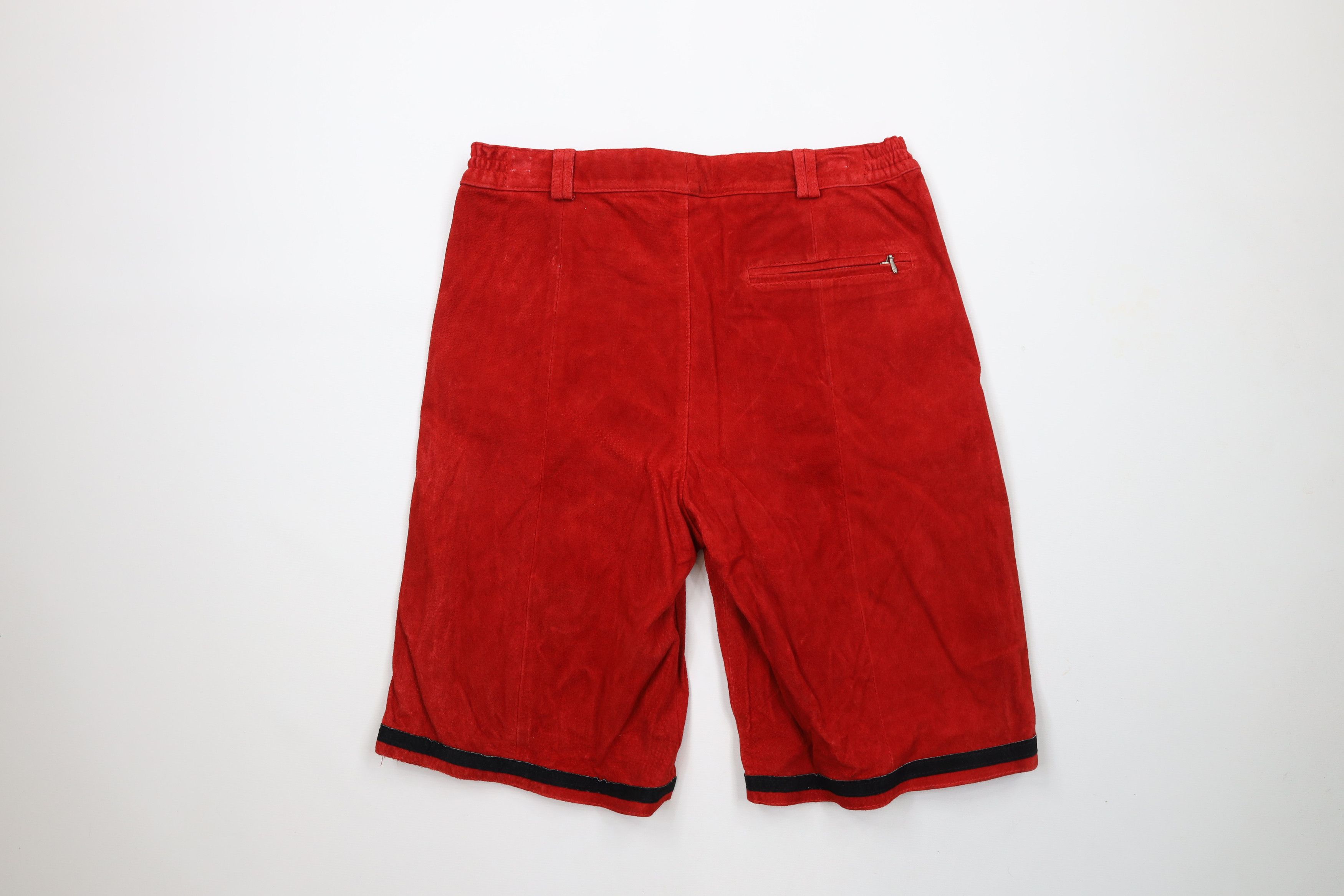 Deadstock Vintage 90s Streetwear Suede Leather Shorts Suit