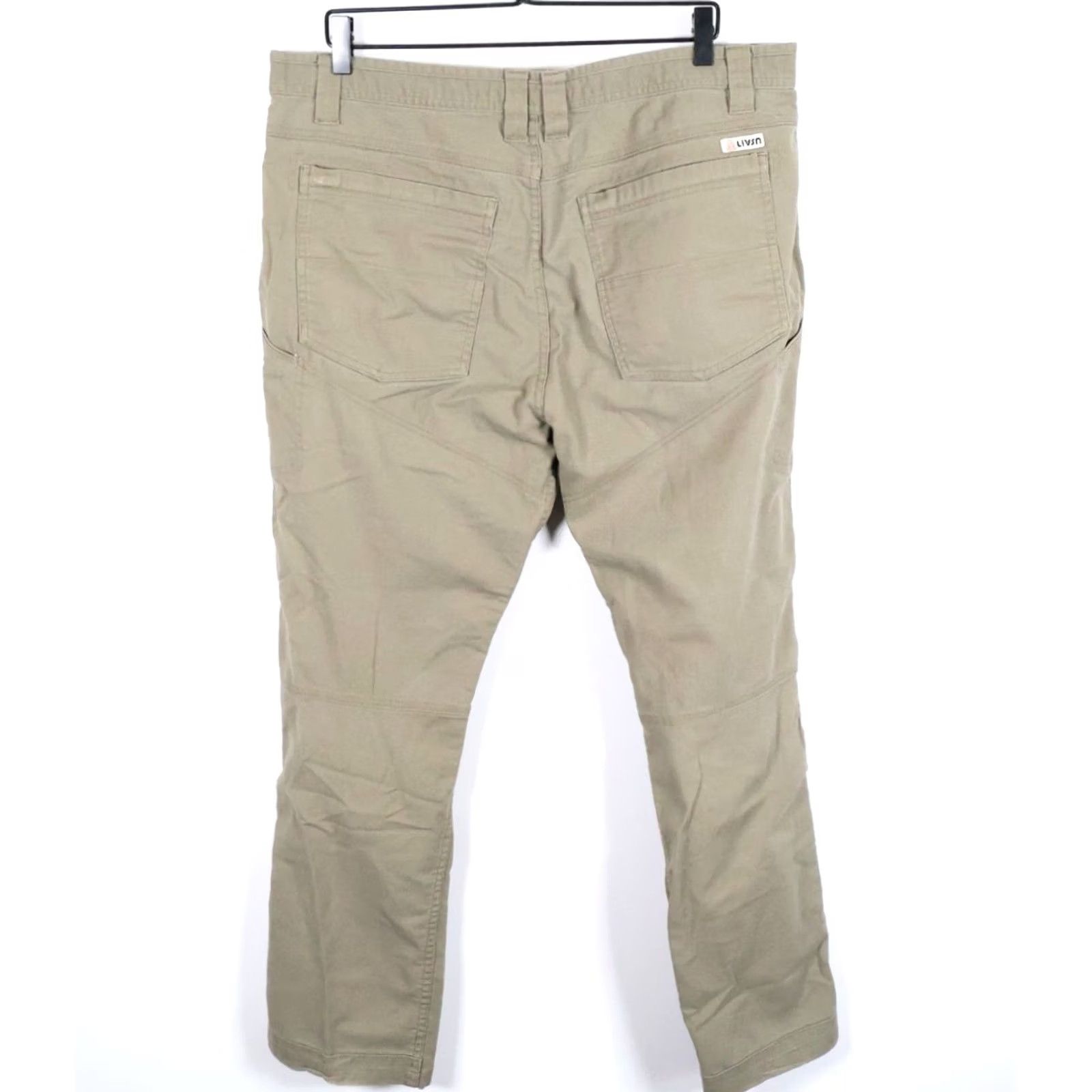 Olive LIVSN Pants Men's 38 x 32 Olive Green Roll Tab Stretch Hiking Chino Casual Lightweight Cotton Blend Spandex Size US 38 / EU 54 - 2 Thumbnail