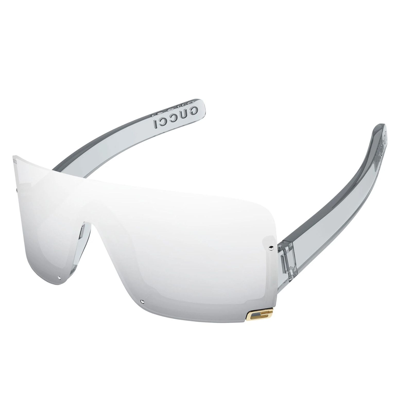 NEW Gucci GG1637S Silver Mirror Mask Shield Sunglasses