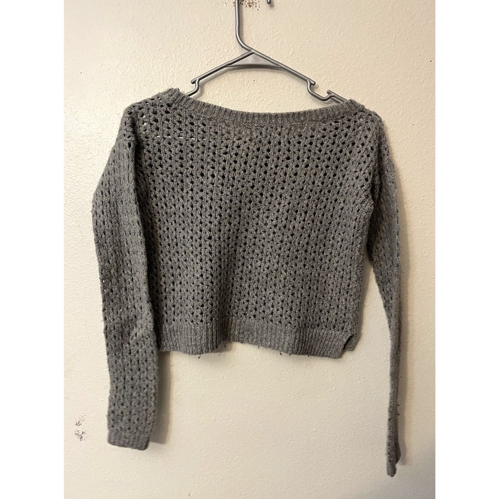 Abercrombie & Fitch Abercrombie & Fitch Gray Crochet Women Sweater L Open-Knit 3/4 Sleeve Round Neck Pullover Casual Beach Preppy Vintage: No Womens Size L / US 10 / IT 46 - 2 Thumbnail