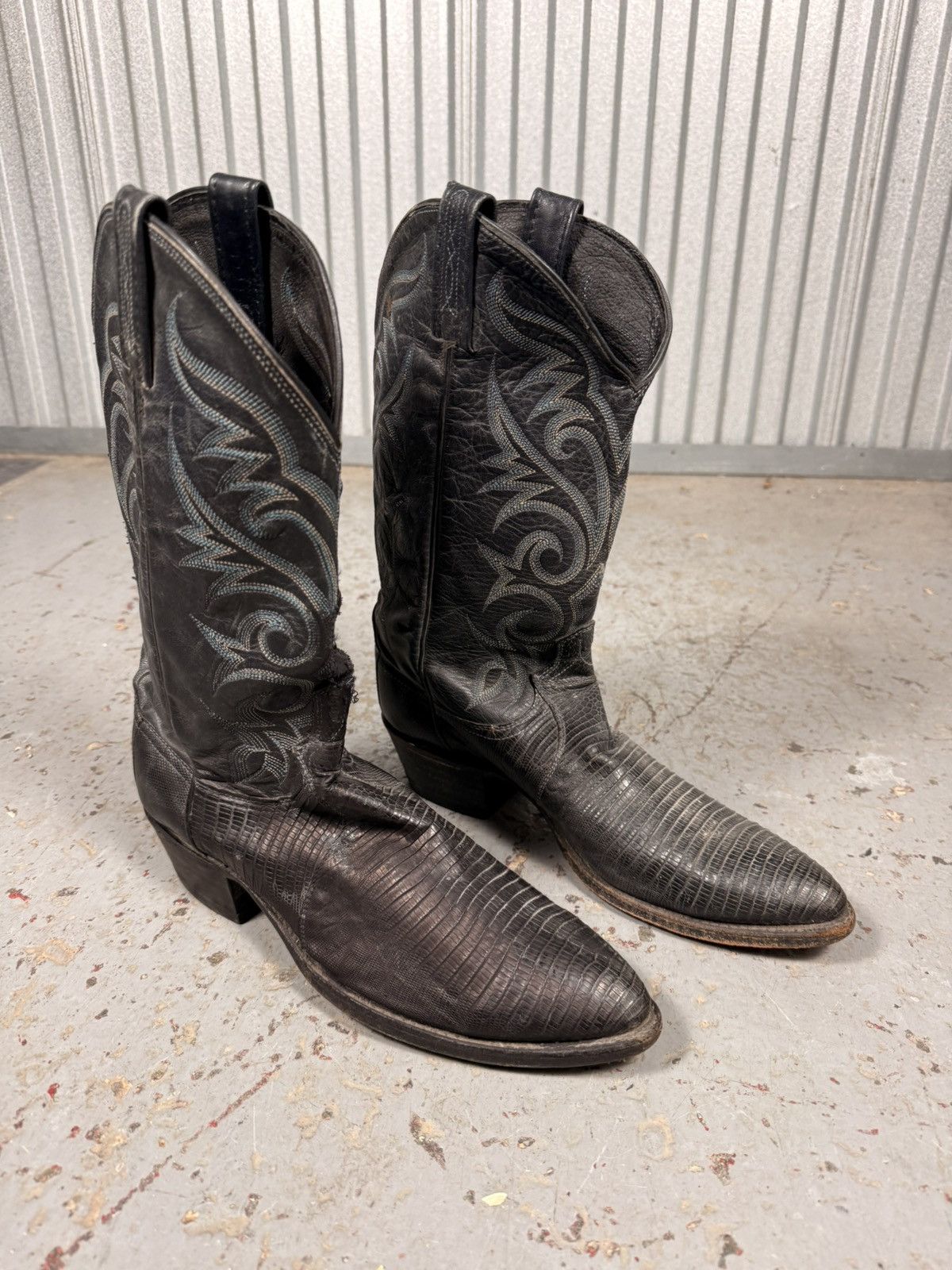 Dan Post 80s Vintage Dan Post Black Teju Lizard Skin Boots Size US 10 / EU 43 - 4 Thumbnail