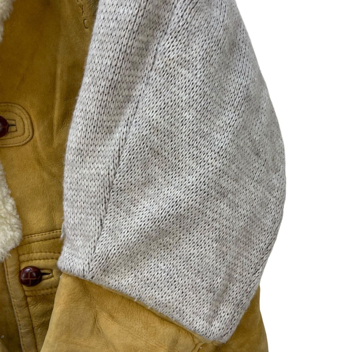 Genuine Leather 💥 Vintage Sheepskin Shearling Leather Jacket Knit Sleeves Size US M / EU 48-50 / 2 - 7 Thumbnail