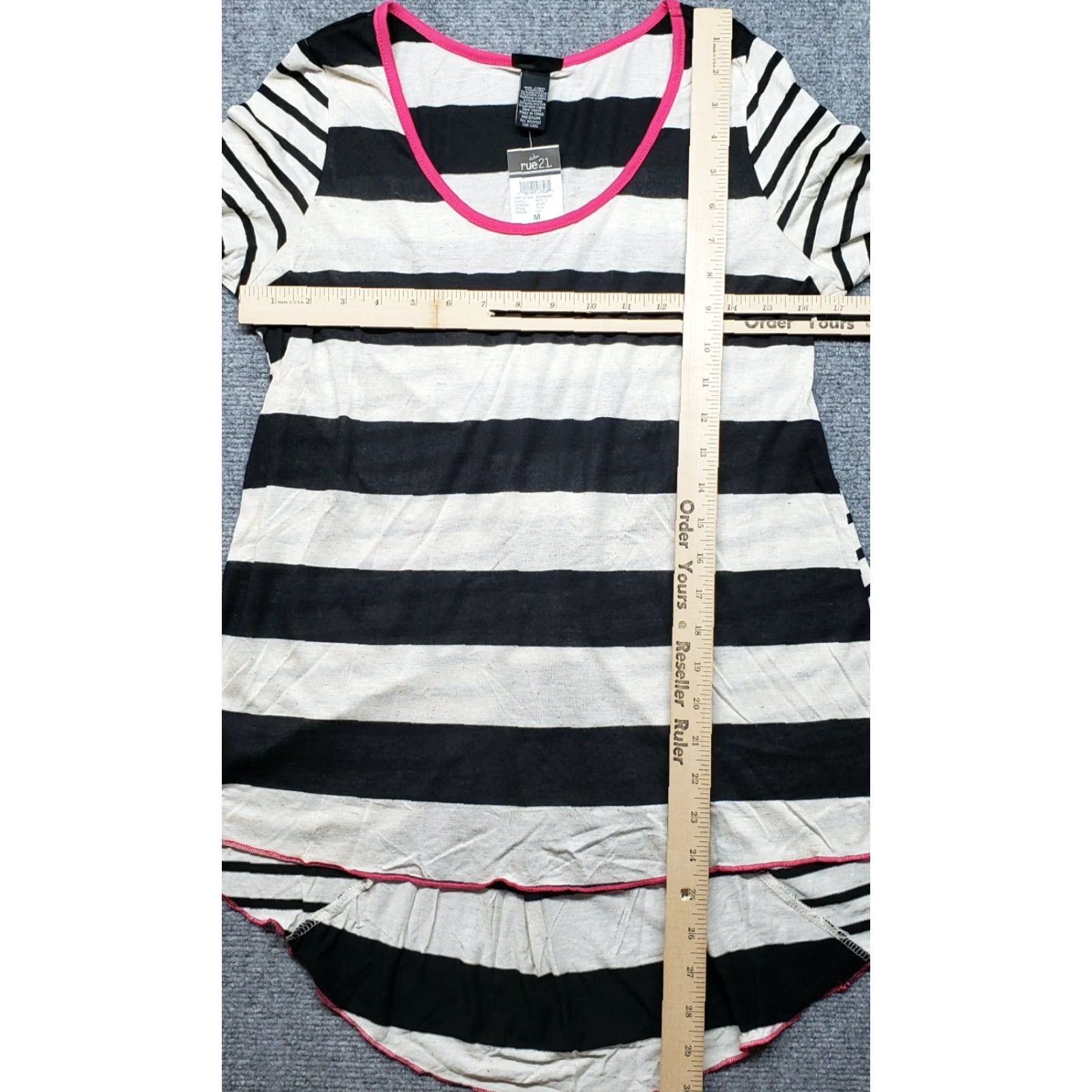Vintage Rue21 Top Blouse Womens M Black White Stripe Round Neck 3/4 Sleeve Pullover New Size M / US 6-8 / IT 42-44 - 5 Thumbnail