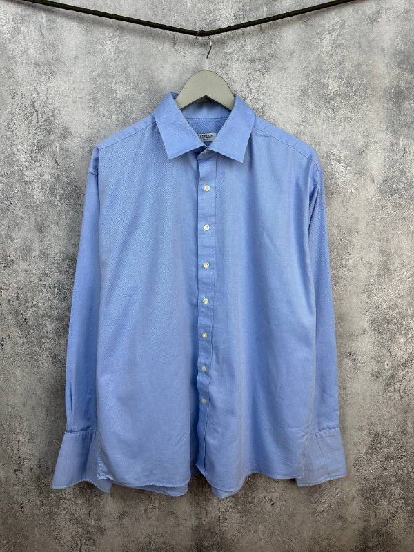 Balmain Balmain Paris Button Up Dress Shirt Micro Stripe Blue LS Size US XL / EU 56 / 4 - 1 Thumbnail
