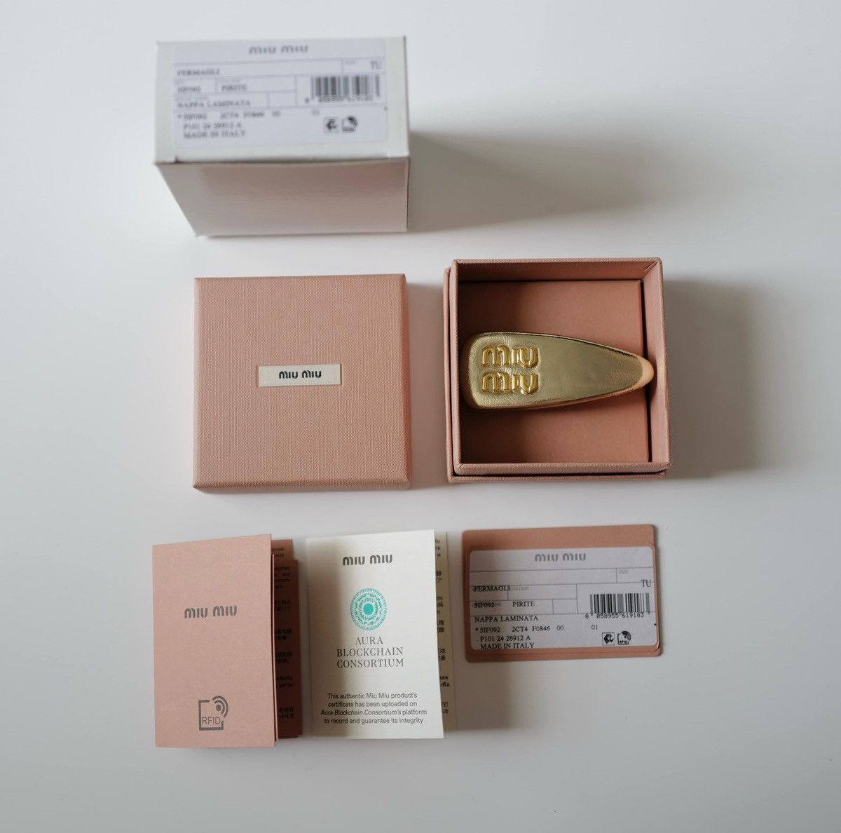 Miu Miu MIU MIU Nappa Leather Hair Clip PYRITE Size ONE SIZE - 4 Thumbnail