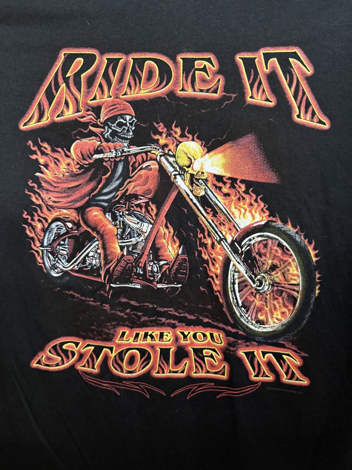Hanes Biker Tee Ride it Like You Stole it Skeleton T-shirt 2XL Size US XXL / EU 58 / 5 - 3 Thumbnail