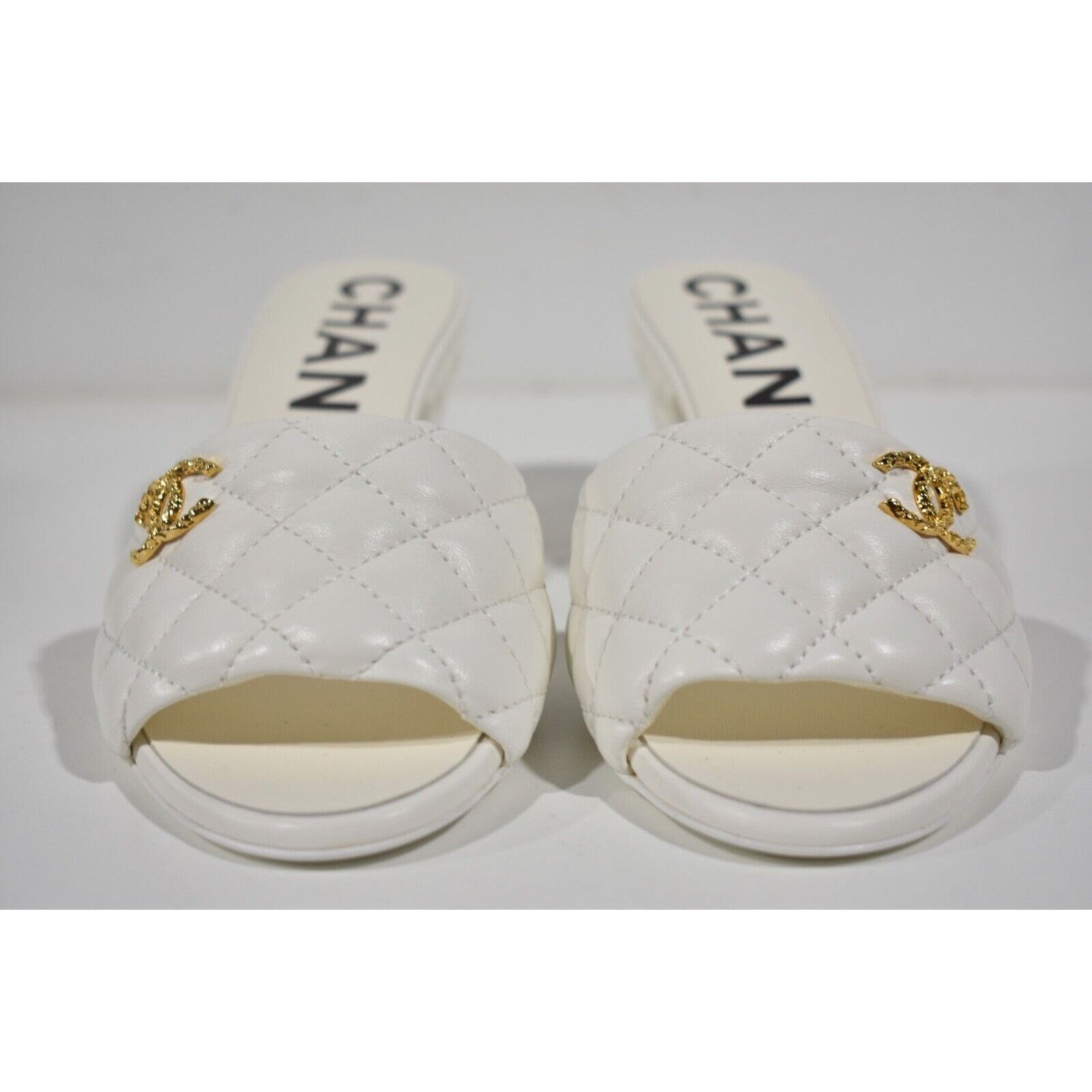 Chanel REV Quilted CC Logo Cone Heel Mule Slide Sandal 37.5 Size US 7.5 / IT 37.5 - 7 Thumbnail