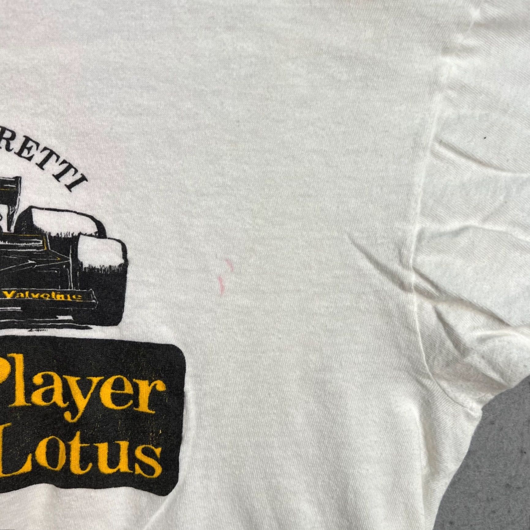 Vintage VINTAGE 70s Mario Andretti John Player Lotus White T-Shirt Men Medium Retro Motorsport Size US M / EU 48-50 / 2 - 6 Thumbnail