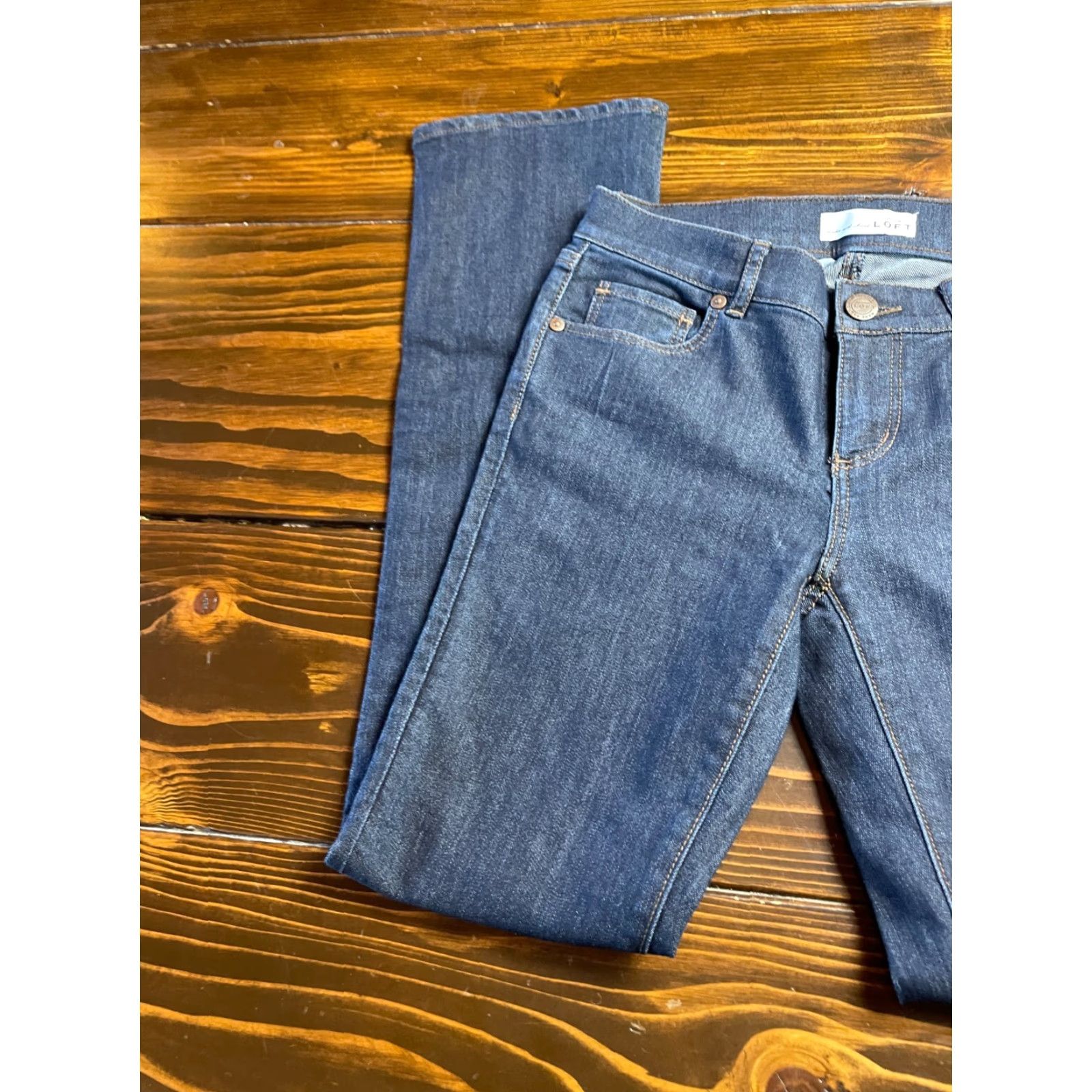 Loft LOFT Jeans Bootcut Navy Blue 25/0 Women's Regular Size 30 in Inseam Stretch Cotton Denim Vintage? No Size 42" / US 20 - 5 Thumbnail