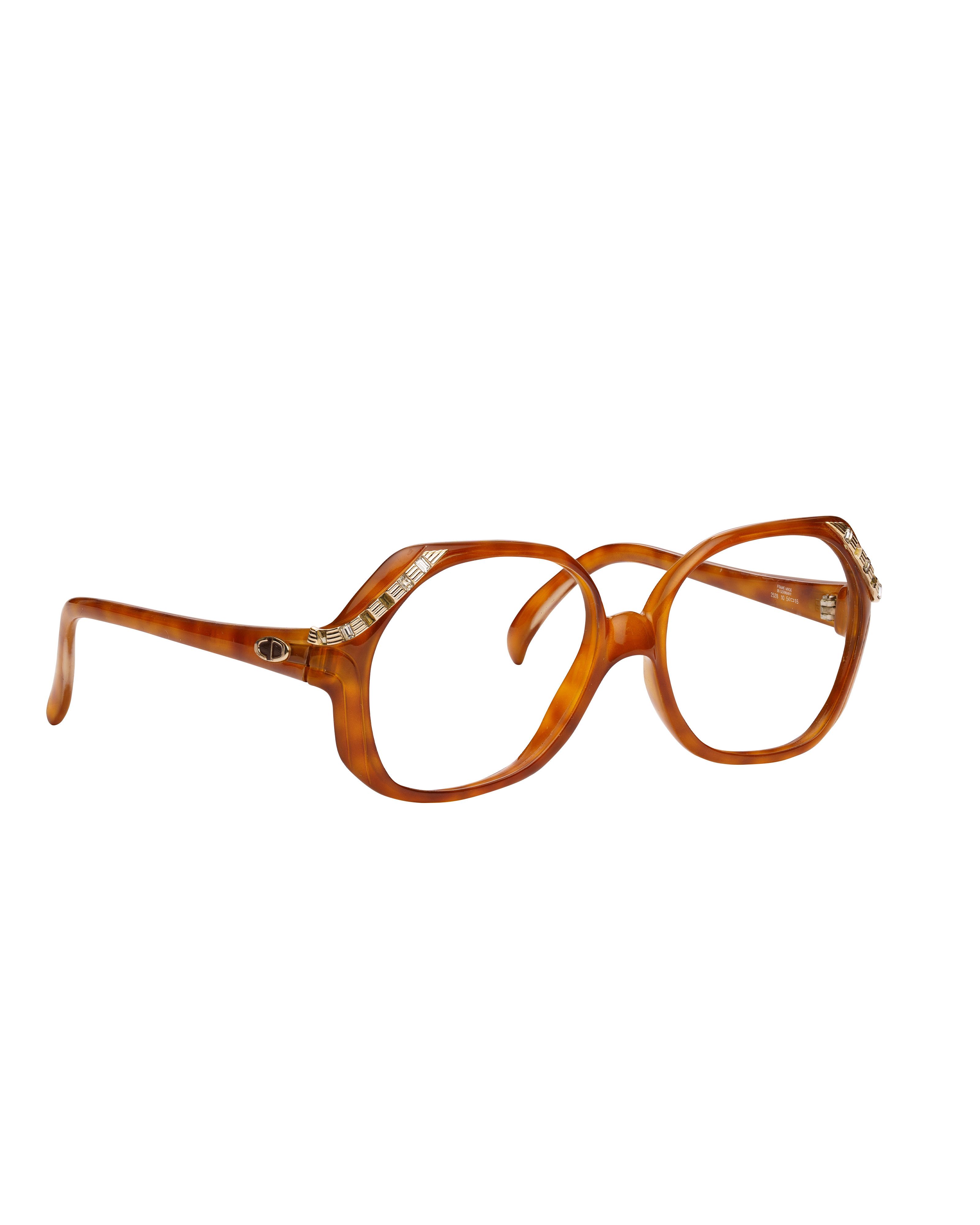 Christian Dior Monsieur Christian Dior '80s Brown Oversized Glasses with Gems Size ONE SIZE - 3 Thumbnail