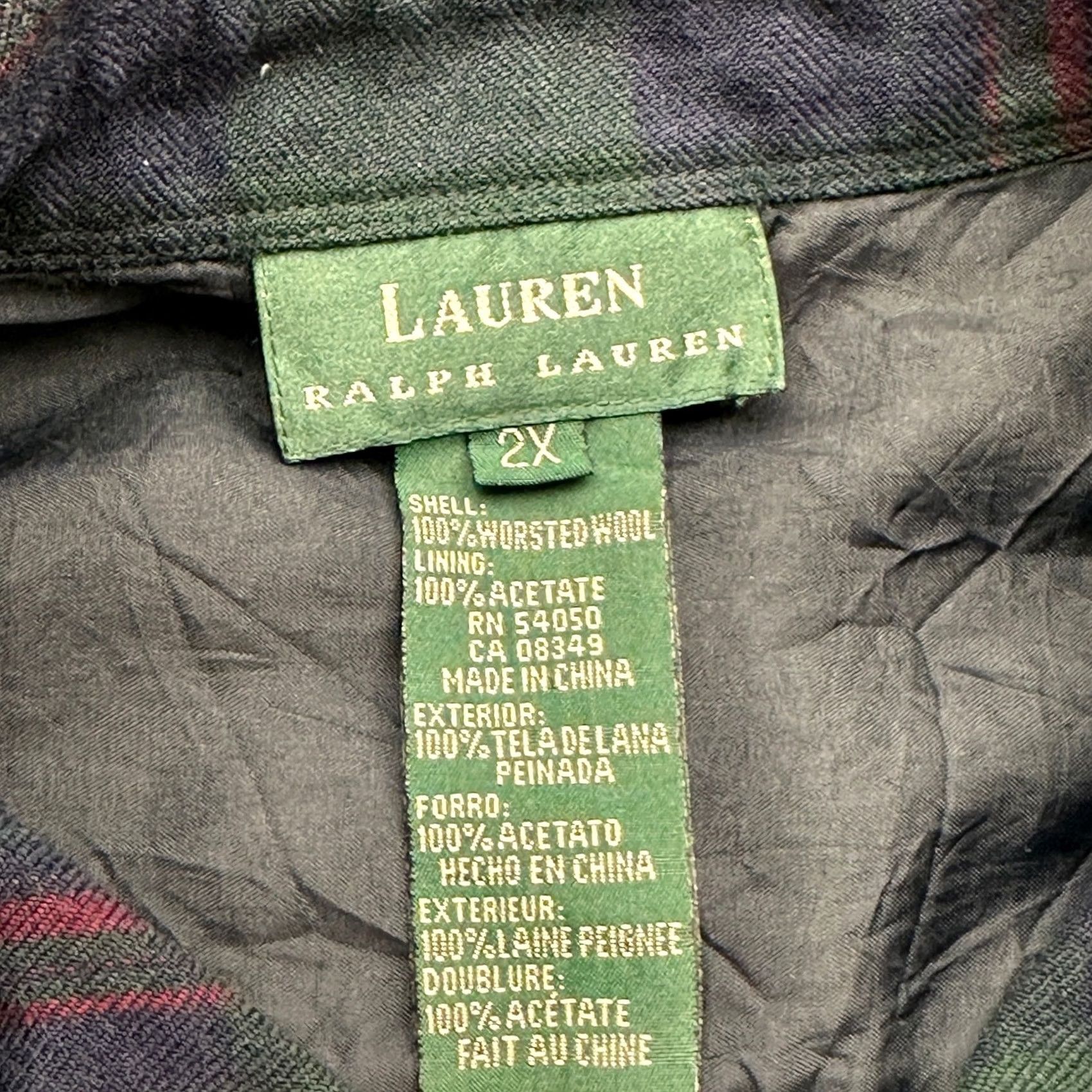 Ralph Lauren Ralph Lauren Wool Flannel Long Sleeve Plaid Shirt Womens 2X Green Button Up Size XXL / US 16-18 / IT 52-54 - 2 Thumbnail