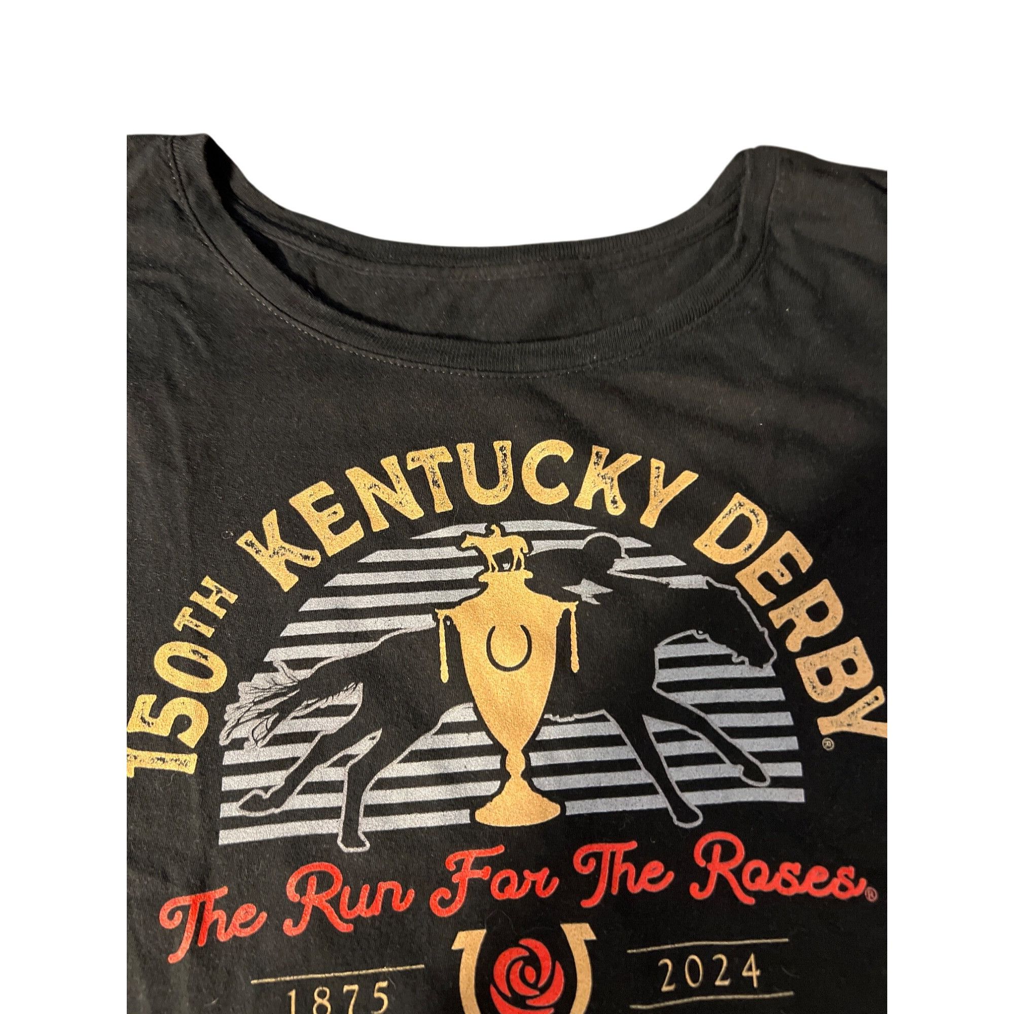 Gildan 150th Kentucky Derby 2024 Black Graphic T Shirt Gildan Run F Size L / US 10 / IT 46 - 3 Thumbnail