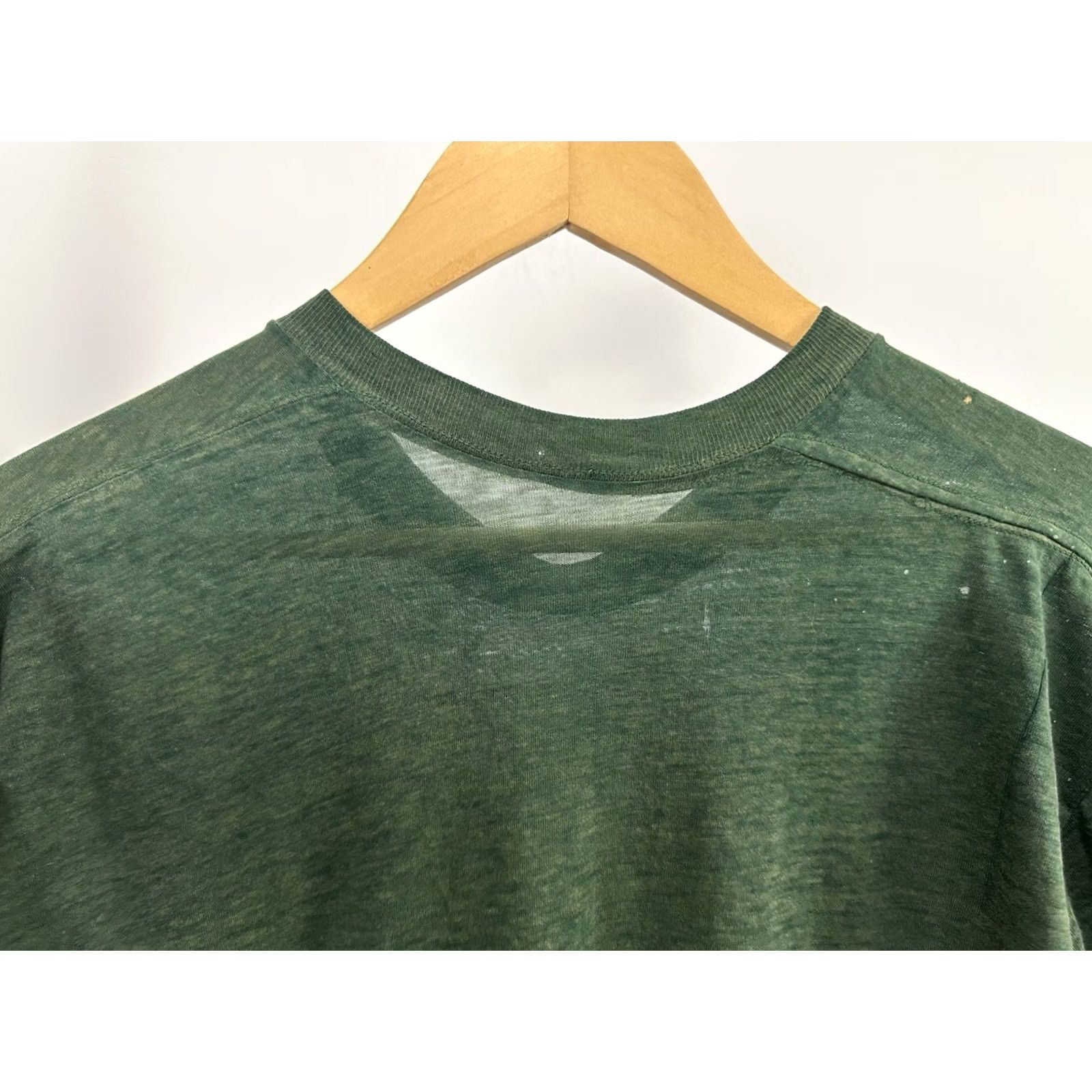 Vintage VTG 70s Sun Faded Paper Thin Burnout Selvedge Pocket WIP Work Paint T-Shirt L Green Mens Short Sleeve Regular Crewneck Size US L / EU 52-54 / 3 - 5 Thumbnail