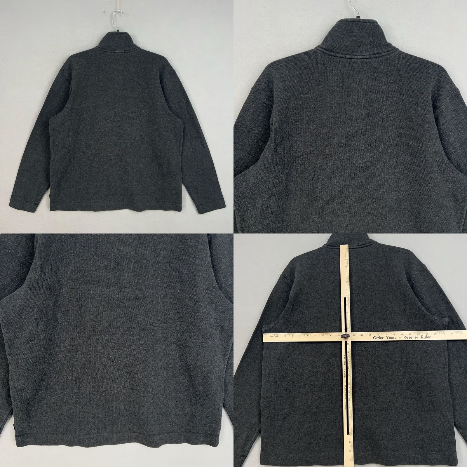 Banana Republic Banana Republic Mens Large Charcoal Ribbed 1/4 Zip Snap Pullover Preppy Size US L / EU 52-54 / 3 - 8 Thumbnail