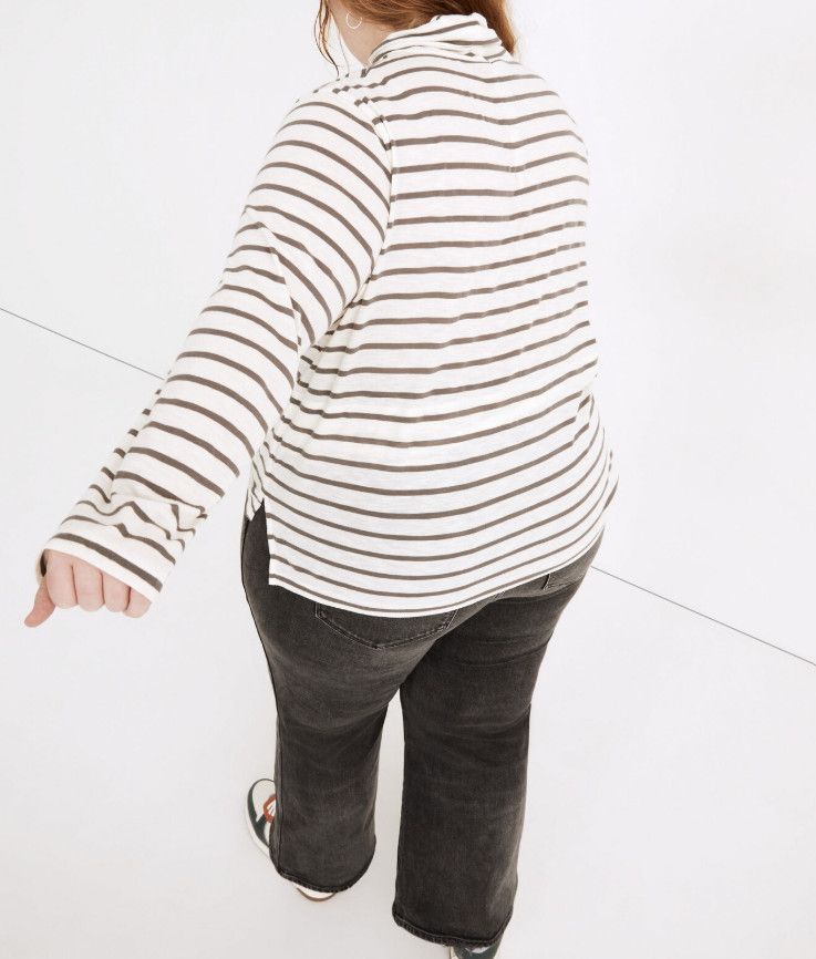 Madewell Madewell Whisper Cotton Turtleneck in Esme Stripe ( 3X ) Size 3XL / US 20-22 - 2 Thumbnail