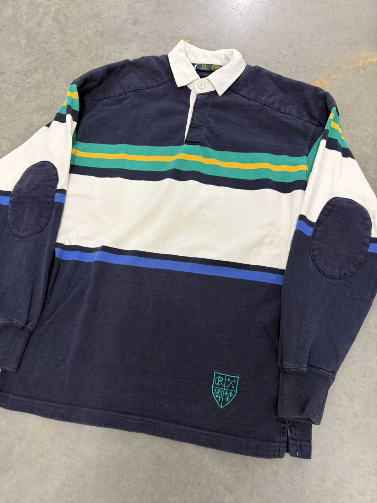 Polo Ralph Lauren Club Room Polo Paded Rugby Long Sleeve Navy Vintage Crest 90 Size US M / EU 48-50 / 2 - 2 Thumbnail