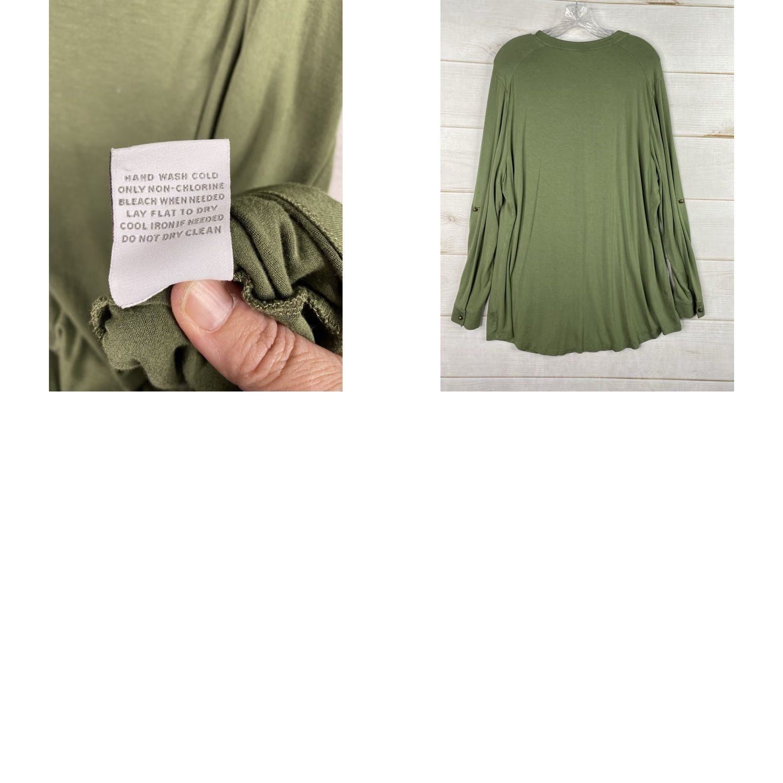 Soft Surroundings Soft Surroundings Tunic Blouse Women 2X Green Long Sleeve V-Neck Pockets Rolled Tab Sleeve Casual Open-Front Size XXL / US 16-18 / IT 52-54 - 8 Thumbnail