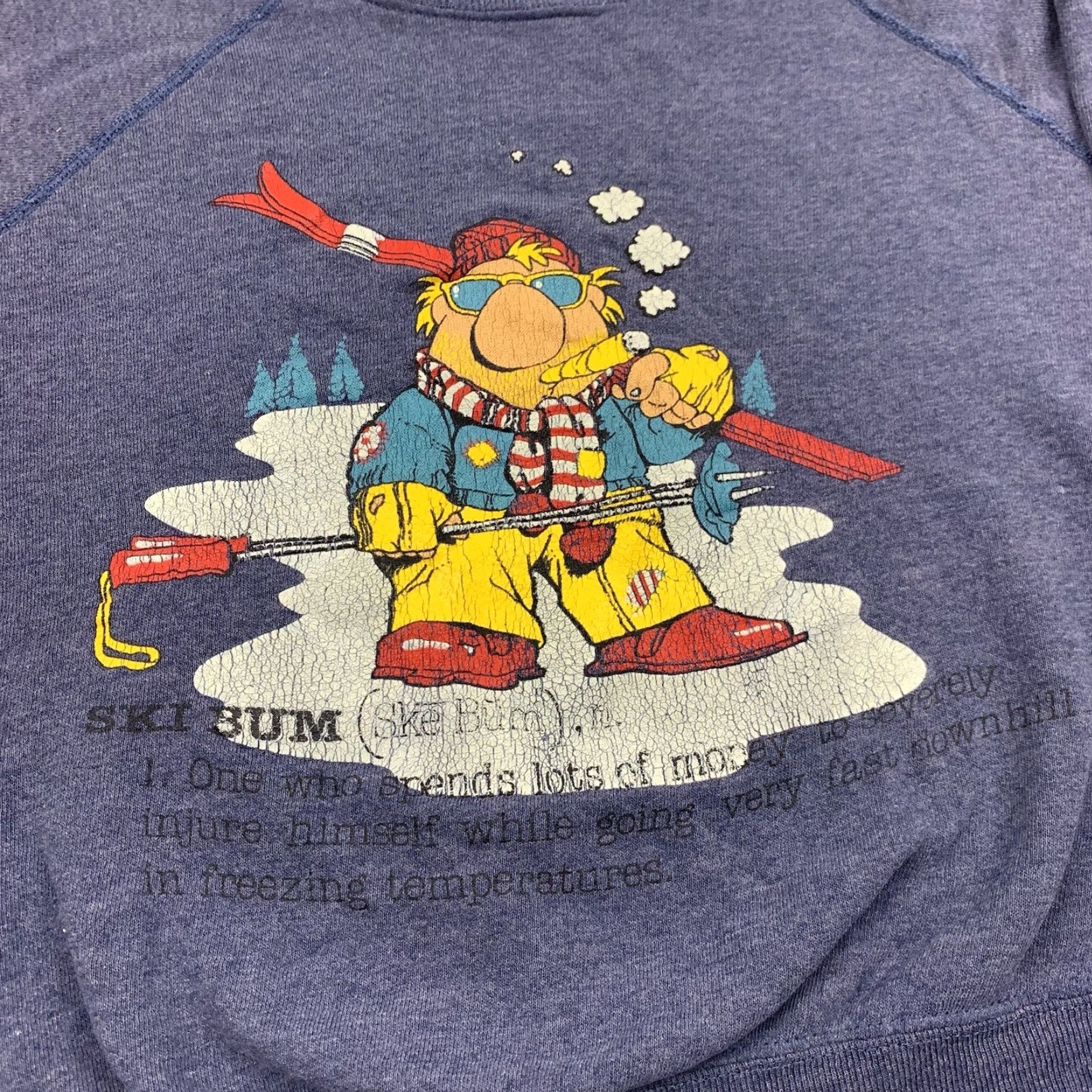 Vintage VINTAGE Ski Sweatshirt Men L Gray Funny 80s Pullover Definition Cartoon Ski Bum Mens Large Gray Cartoon 80s Funny Pullover Sweatshirt Size US L / EU 52-54 / 3 - 2 Thumbnail
