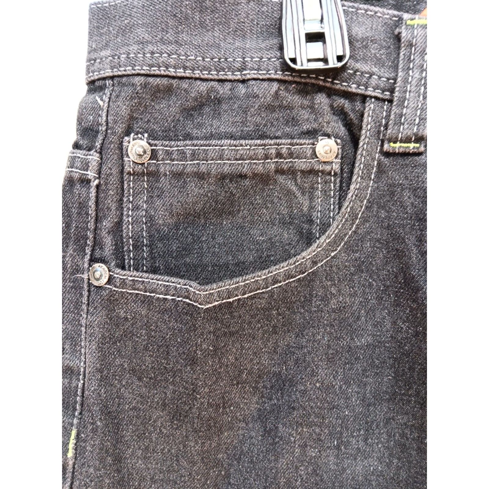 Akademiks VINTAGE Akademiks Jeans 44x34 Black Denim Wide-Leg Mens 5-Pocket Logo Embroidered Y2K Hip Hop Skater Spring Summer Fall Winter Size US 44 / EU 60 - 3 Thumbnail
