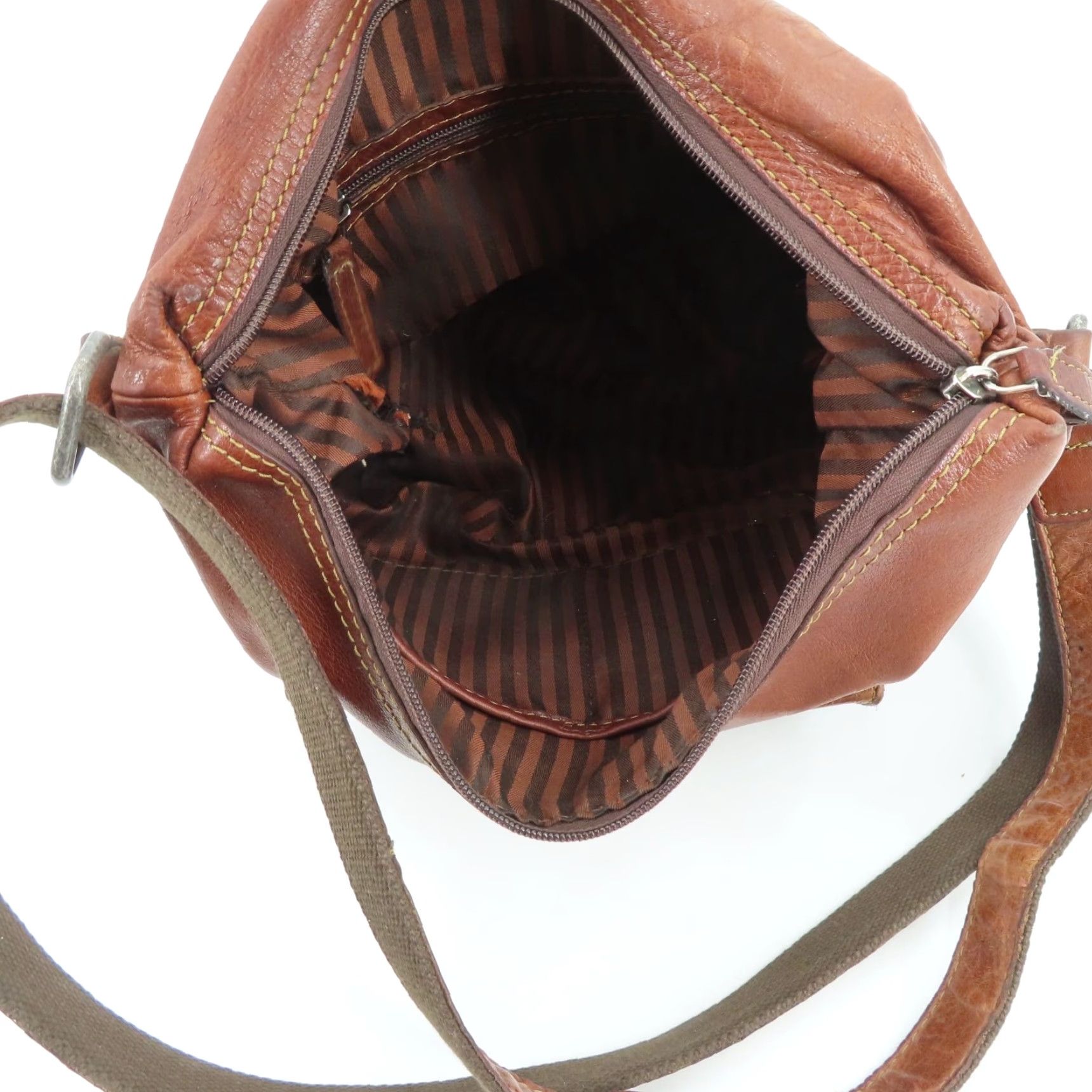 George Jack Georges Distressed Brown Leather Shoulder Bag Handbag Purse Flap Pocket Size ONE SIZE - 7 Thumbnail
