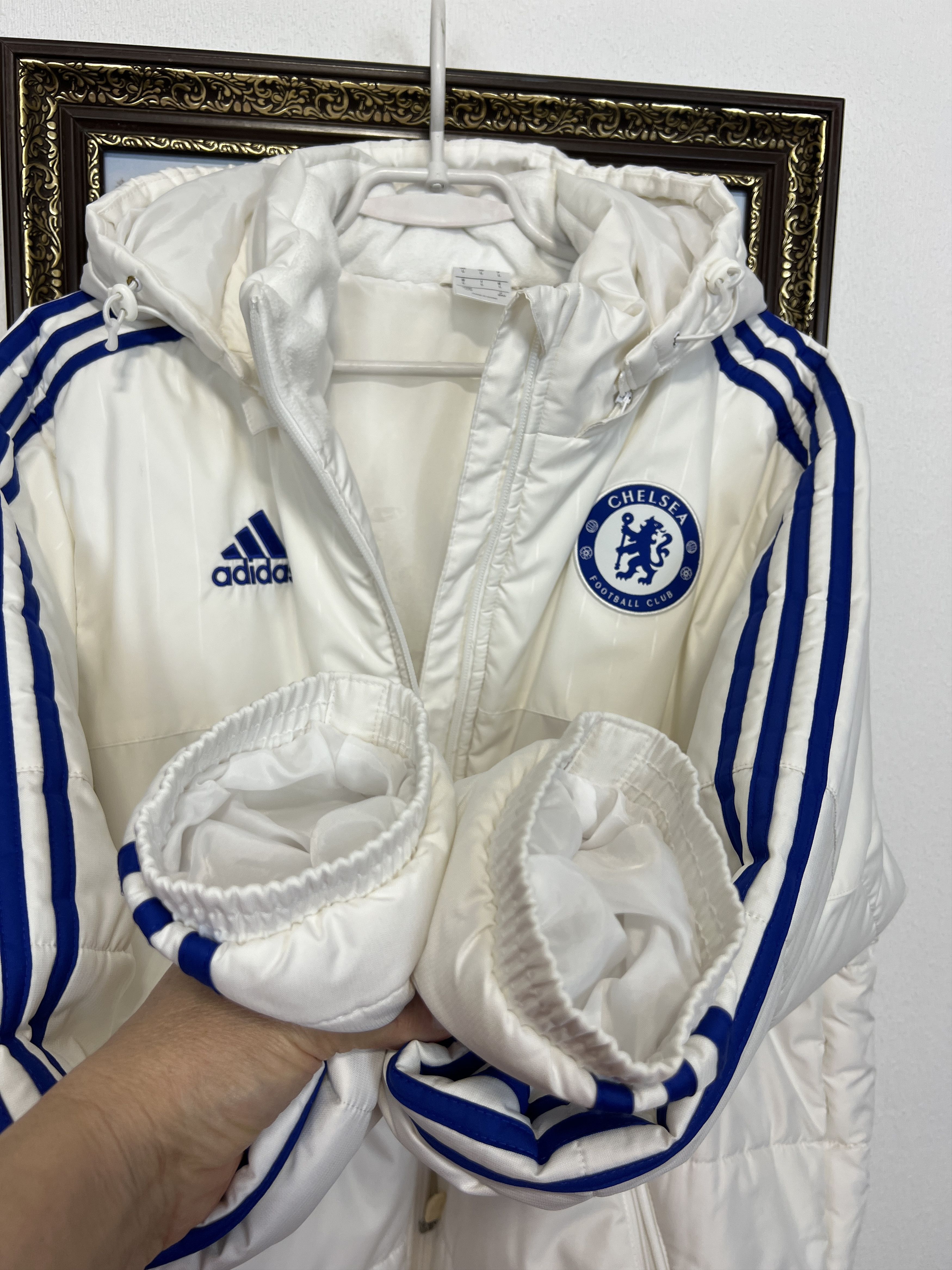 Adidas Chelsea Football Padded Jacket Hooded Soccer Track Top Size US L / EU 52-54 / 3 - 5 Thumbnail