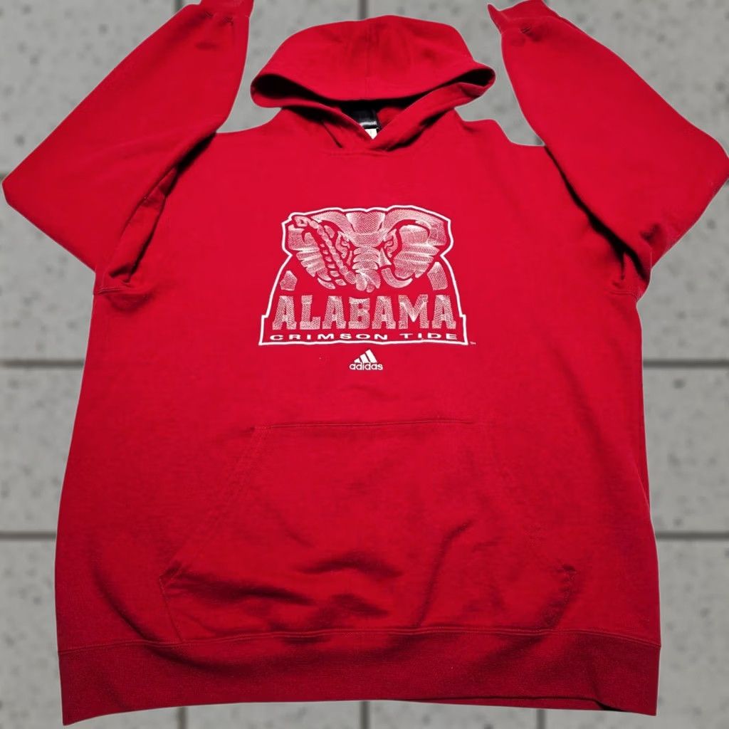 Adidas VINTAGE Adidas Alabama Crimson Tide Embroidered Hoodie Sweatshirt Mens Large Y2k Red Hoodie, Alabama, University, 90s, Sports Mens Size US L / EU 52-54 / 3 - 1 Thumbnail