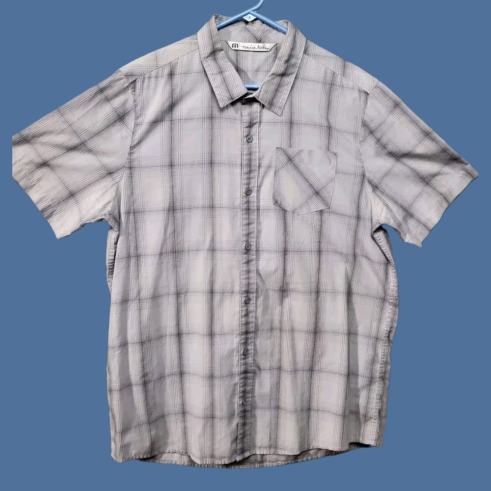 TravisMathew Travis Mathew Shirt Mens XL Gray Black Check Button Up Short Sleeve Casual Size US XL / EU 56 / 4 - 1 Thumbnail