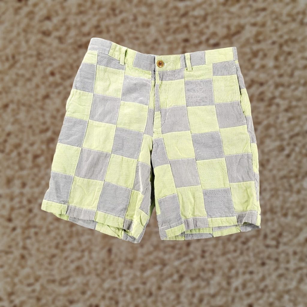 Vineyard Vines Vineyard Vines Patchwork Shorts Mens Size 32 Green Blue White Hickory Stripe Regular Chino Casual Pockets Size US 32 / EU 48 - 1 Thumbnail