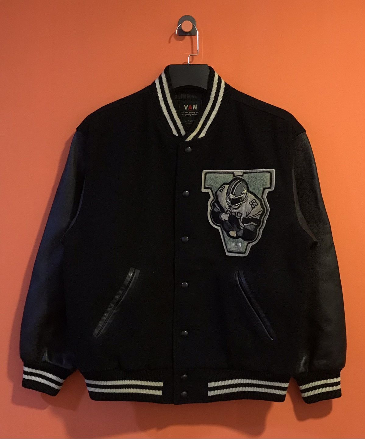image of Varsity Jacket x Vintage 1990S Van Jac “Varsity” Jacket in Black, Men's (Size Medium)