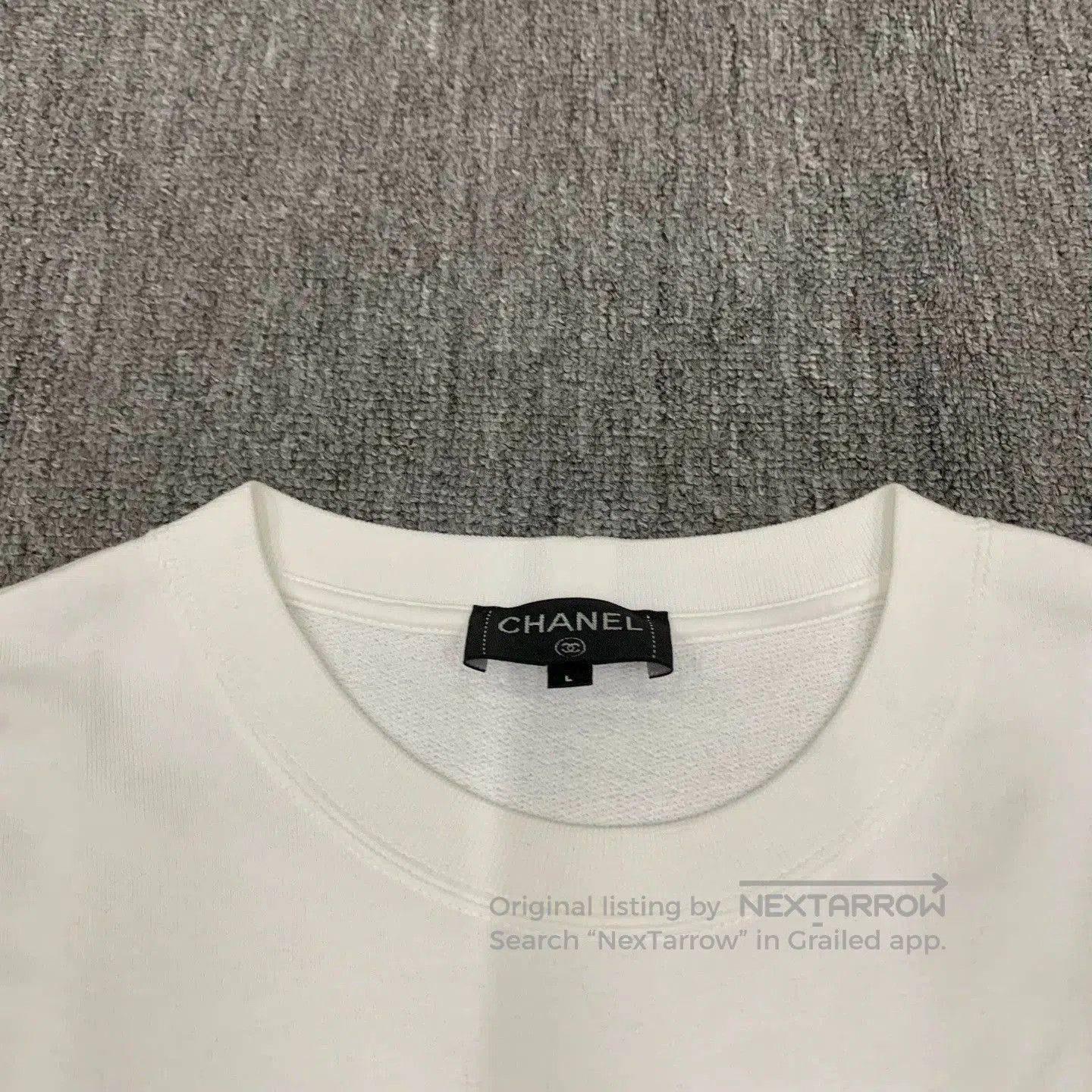 Chanel white embroidered logo sweatshirt by Chanel. Size L / US 10 / IT 46 - 9 Thumbnail