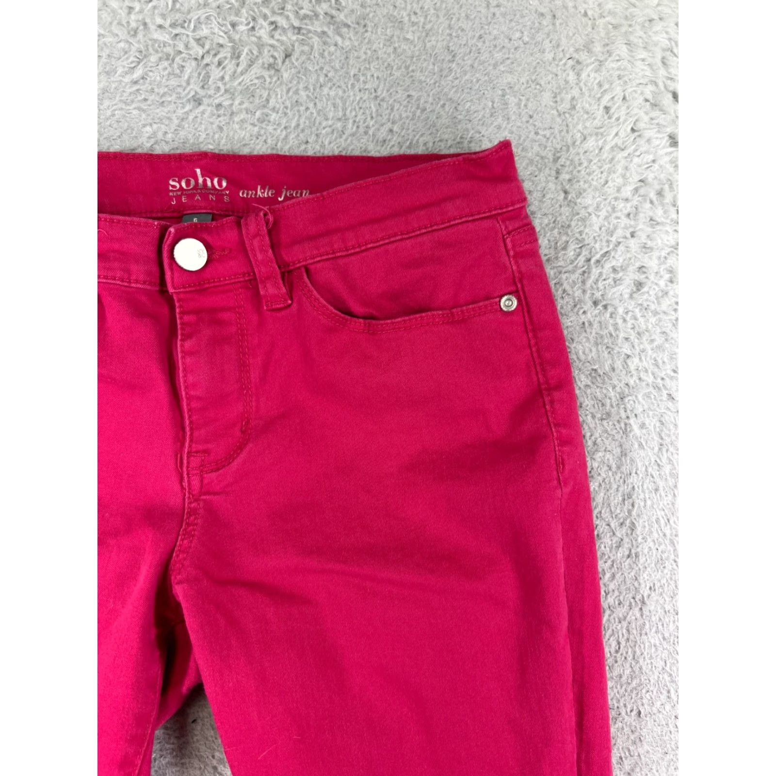 Denime SOHO WOMENS Jeans Skinny 6 Pink Blue Denim 5-Pocket Regular Inseam 24 in Cotton Blend Size 28" / US 6 / IT 42 - 4 Thumbnail