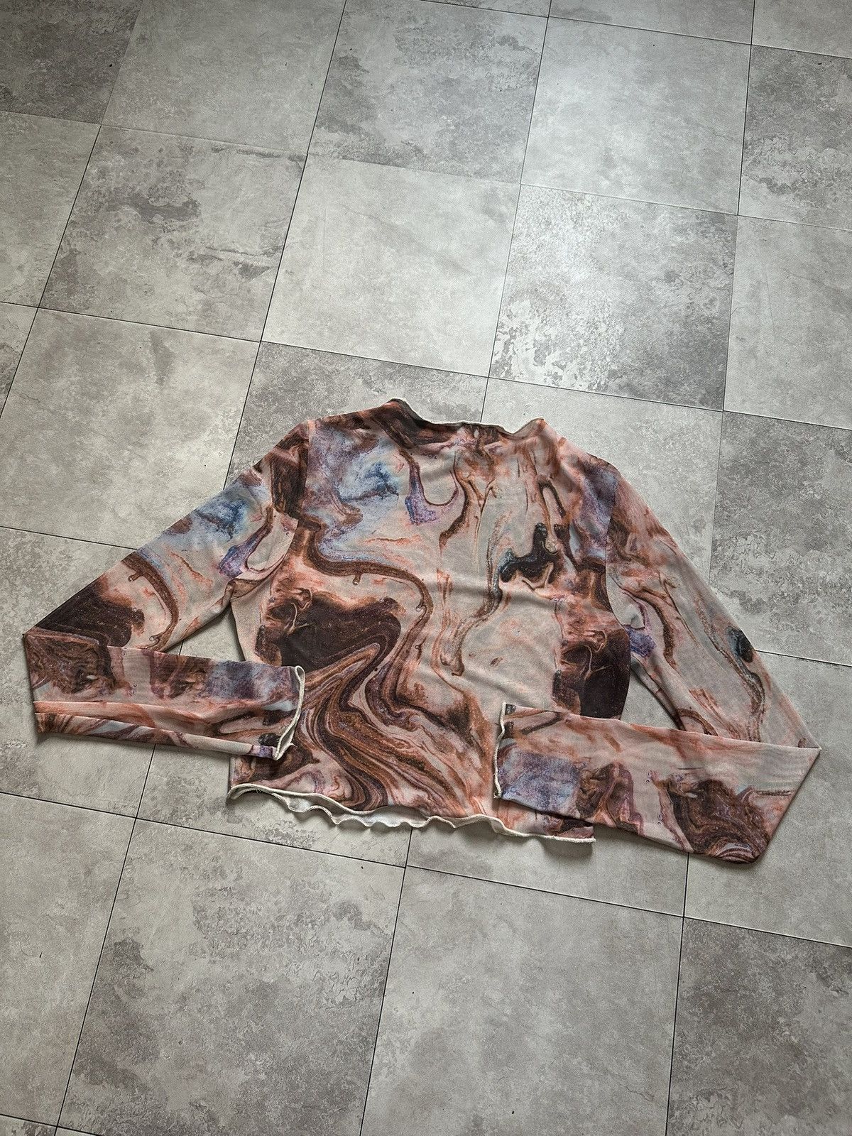 Hysteric Glamour Abstract Design Save The Queen JPG Cropped Mesh Long Sleeve Size S / US 4 / IT 40 - 8 Thumbnail