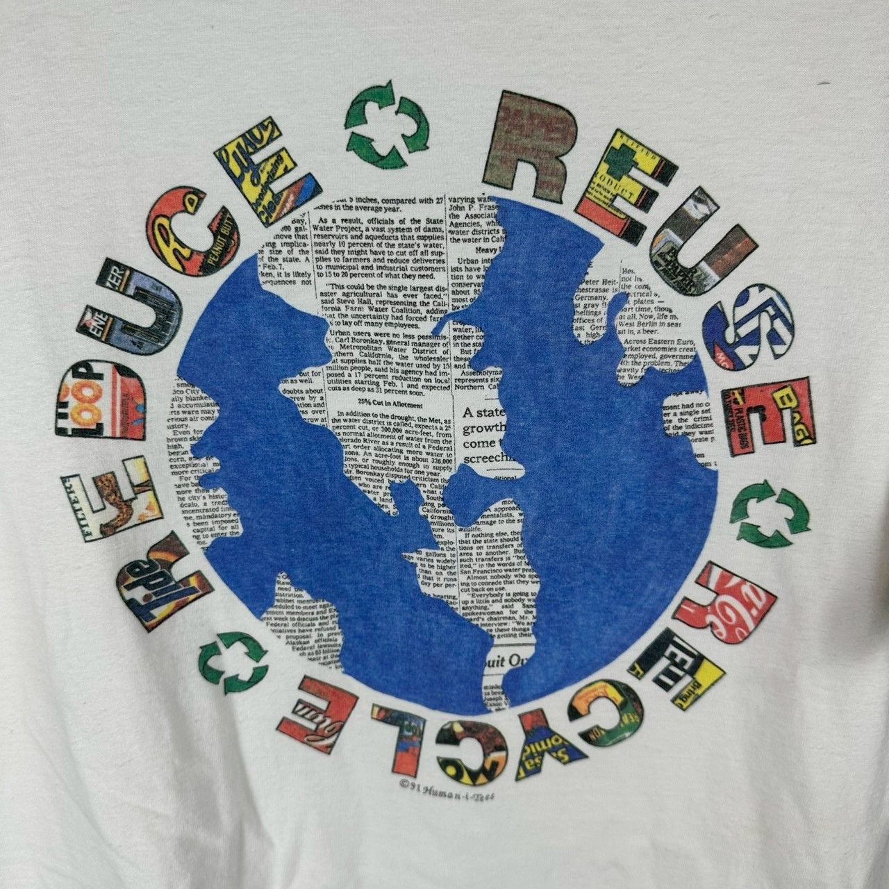 Other Vintage 1991 Reduce Reuse Recycle Environment Graphic Tee Size US XL / EU 56 / 4 - 2 Thumbnail