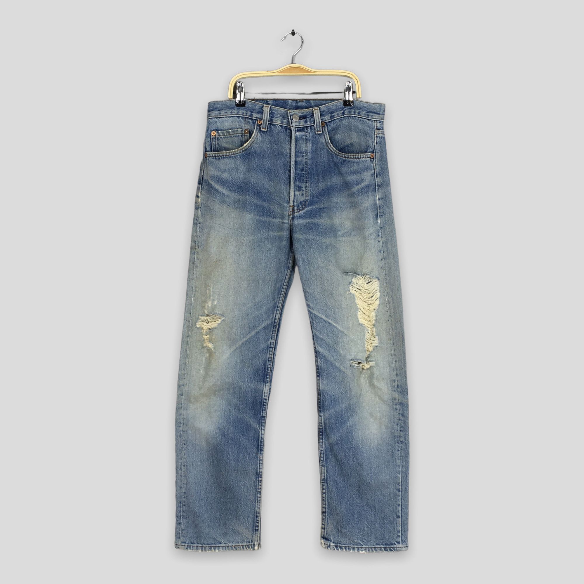 Levi's Size 31x29 Vintage 90s Levi's 501 Distressed Jeans S1679 Size US 31 - 1 Thumbnail