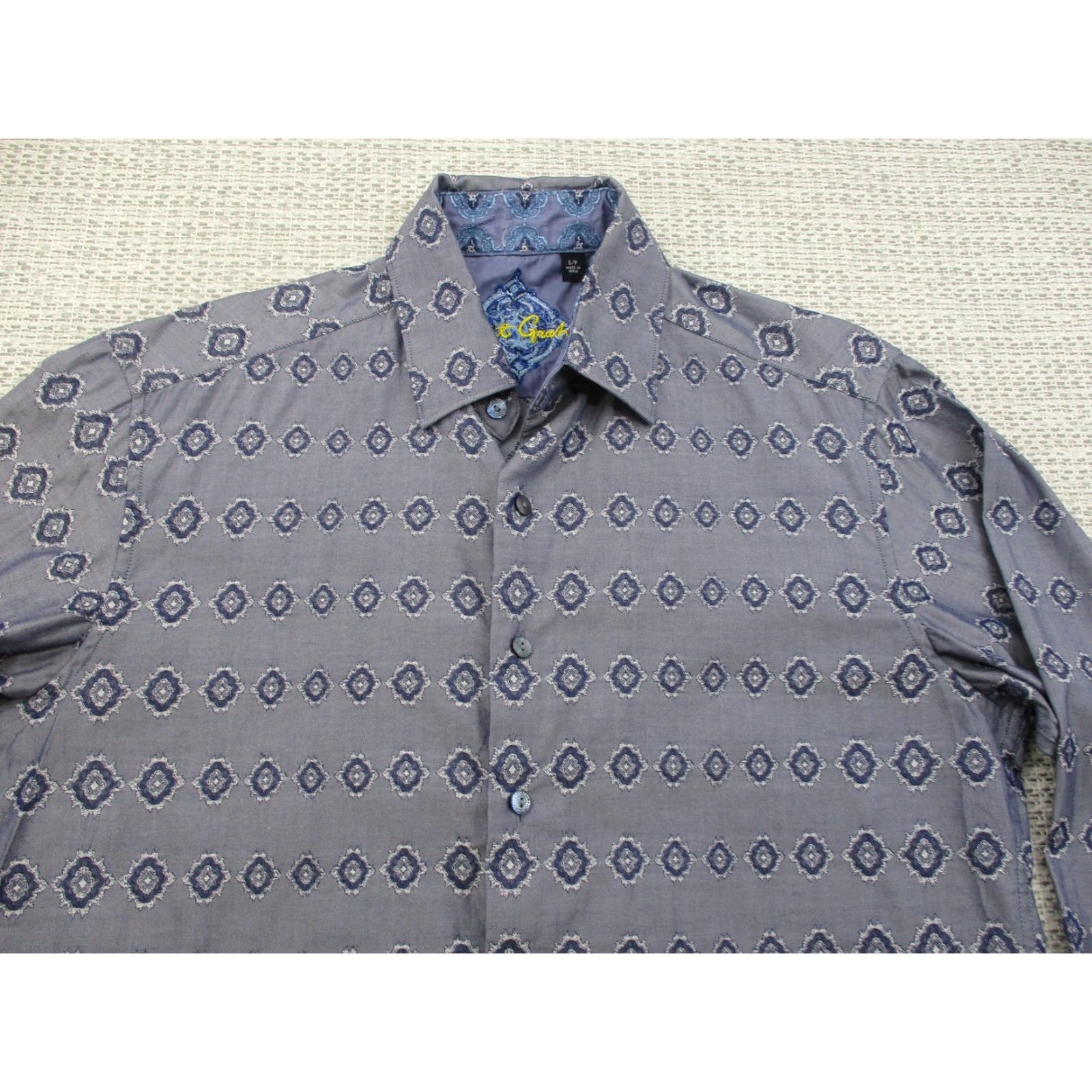 Robert Graham Robert Graham Shirt Mens Small Gray Blue Pattern Button Up Long Sleeve Designer Size US S / EU 44-46 / 1 - 4 Thumbnail