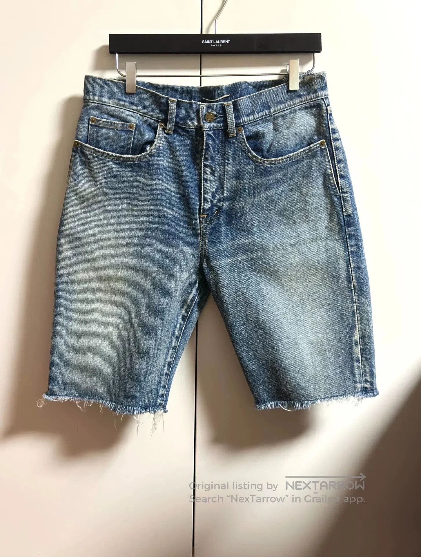Saint Laurent Paris distressed blue denim shorts by Saint Laurent. Size US 32 / EU 48 - 1 Thumbnail