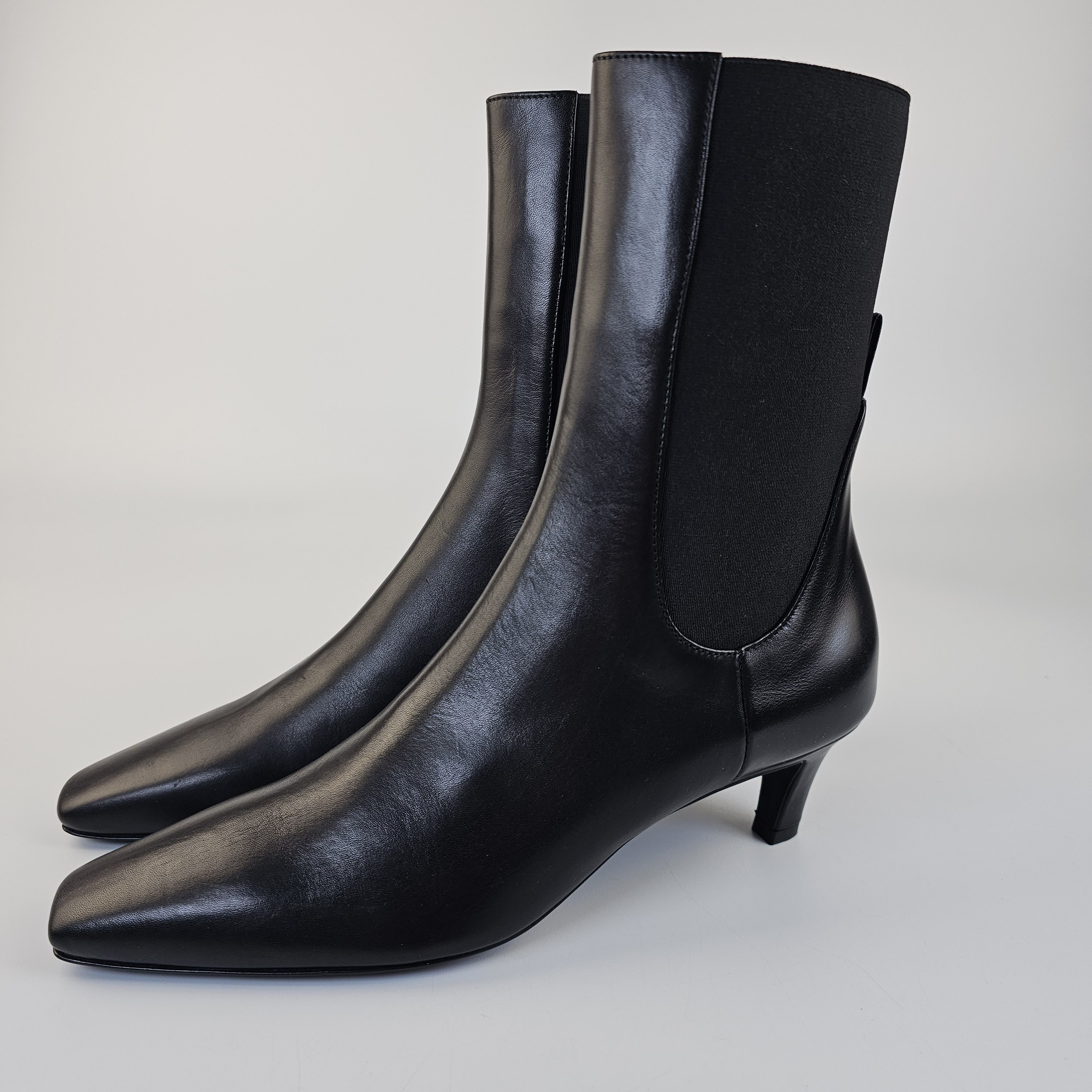Toteme The Mid Heel Black Leather 50mm Boots New
