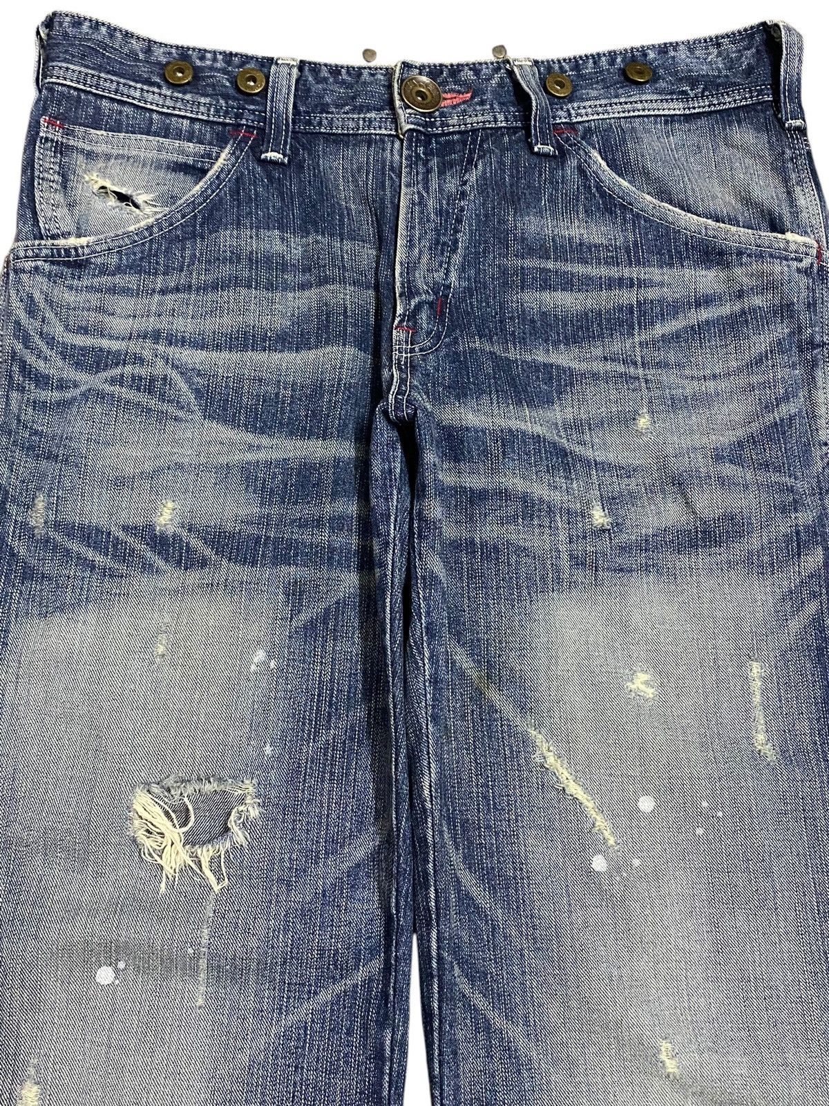 Edwin Vintage Japanese Brands Splatter Distressed Baggy Jeans Size US 35 - 3 Thumbnail