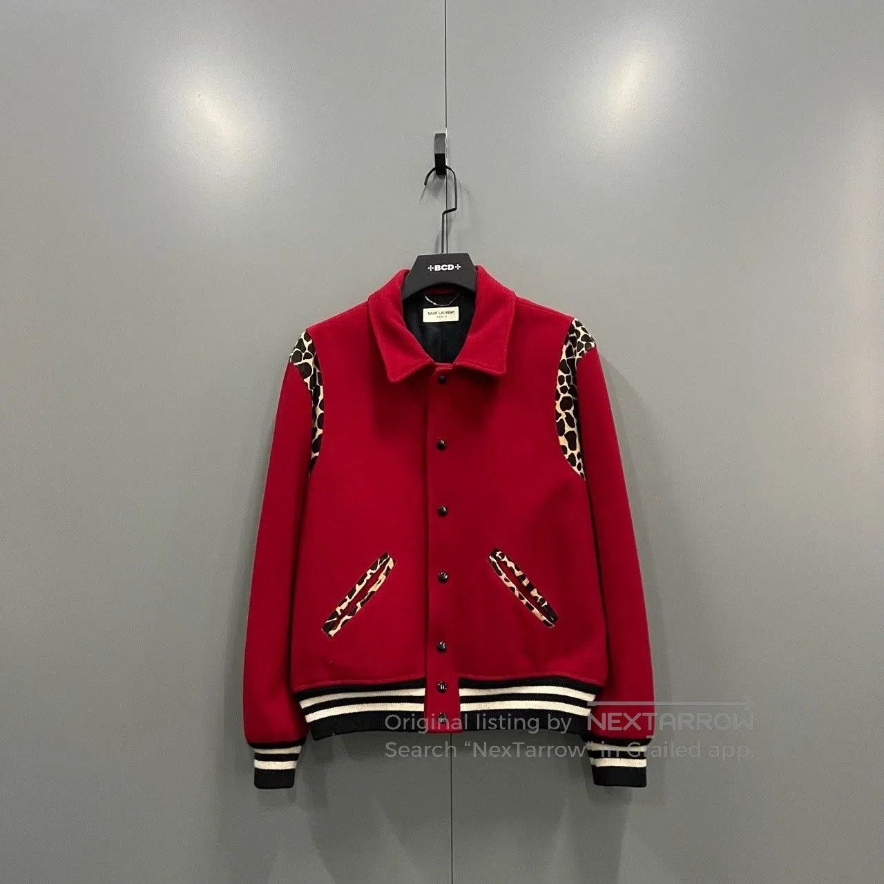 Saint Laurent Paris red leopard print baseball jacket. Size US L / EU 52-54 / 3 - 1 Thumbnail