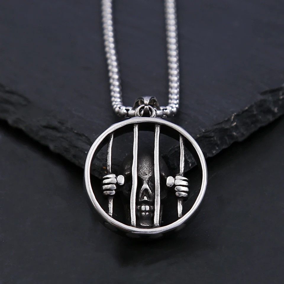 Jewelry Steel Cage Skull Pendant Necklace Size ONE SIZE - 2 Thumbnail