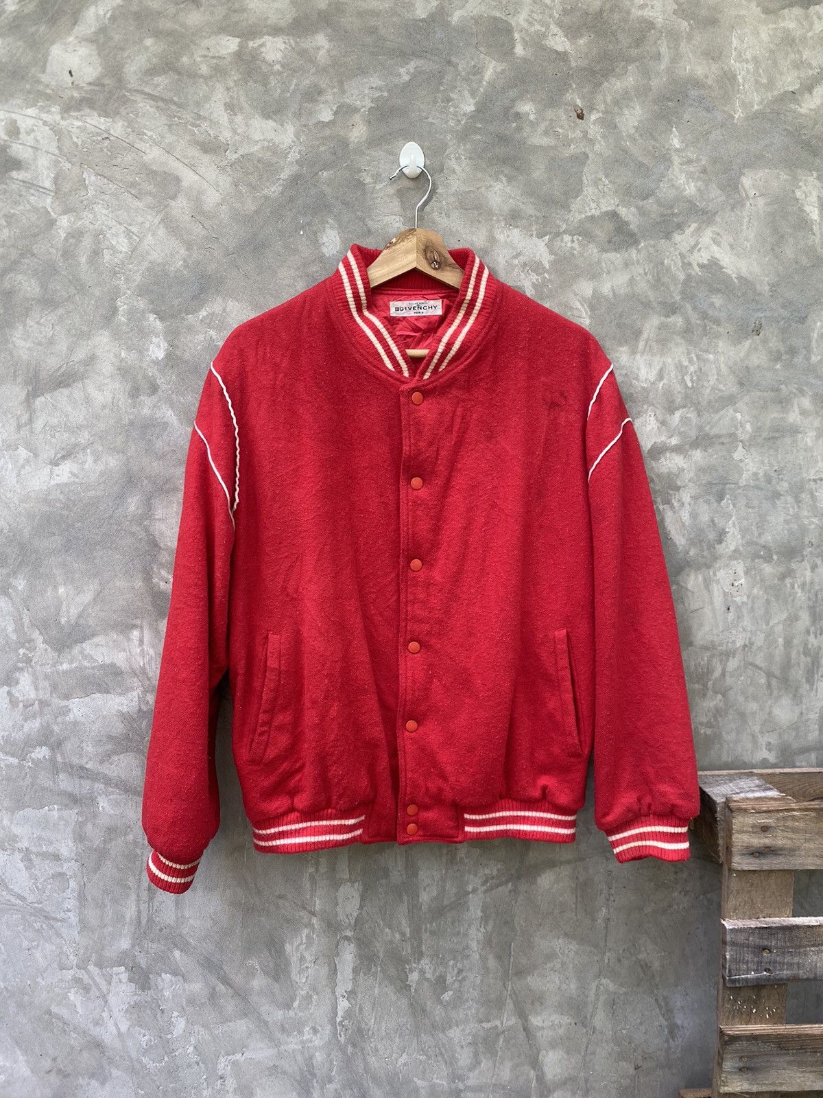 Givenchy Vintage Givenchy Wool Varsity Jacket Distressed Size US L / EU 52-54 / 3 - 2 Thumbnail
