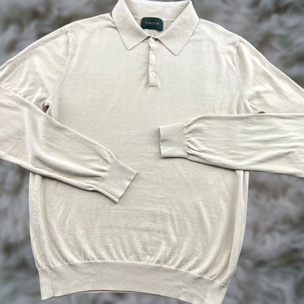 Vintage Cavour Mens Polo Shirt Small Beige Long Sleeves Made in Italy Button Up Shirt Mens Beige Long Sleeve Polo Size US S / EU 44-46 / 1 - 1 Thumbnail