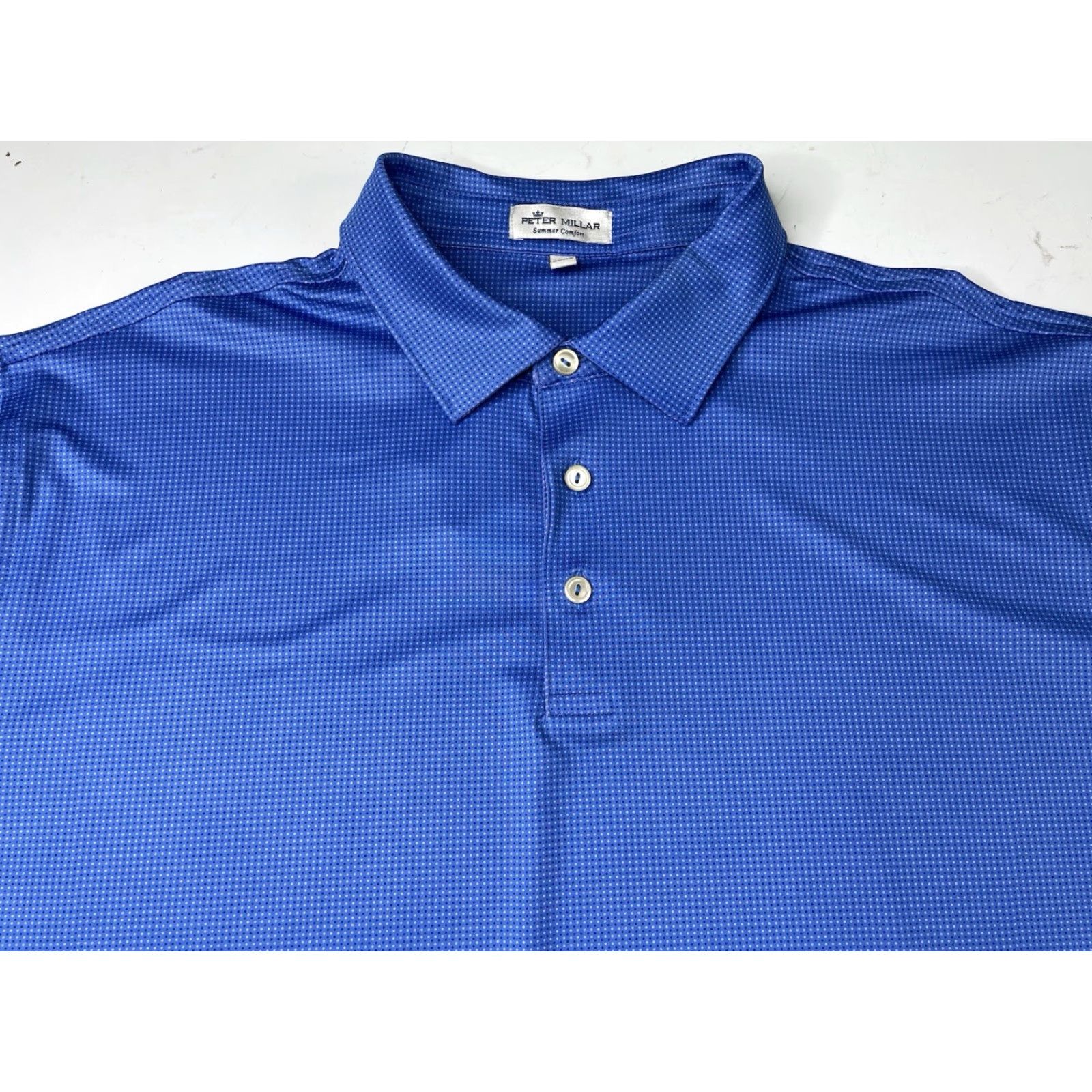Peter Millar Peter Millar Summer Comfort Polo Shirt Men’s XL Short Sleeve Golf Polka Dots AOP Blue Comfortable Breathable Stretch Geometric Pattern Size US XL / EU 56 / 4 - 2 Thumbnail