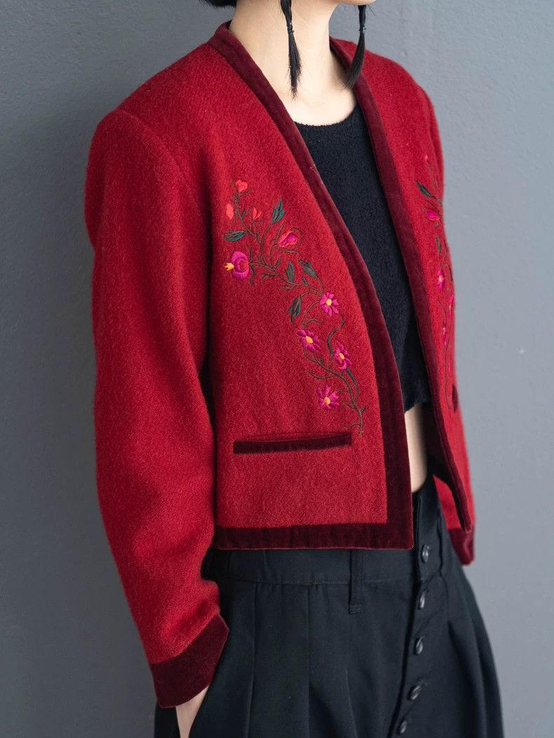 Kenzo KENZO Vintage red wool embroidered coat Size M / US 6-8 / IT 42-44 - 7 Thumbnail