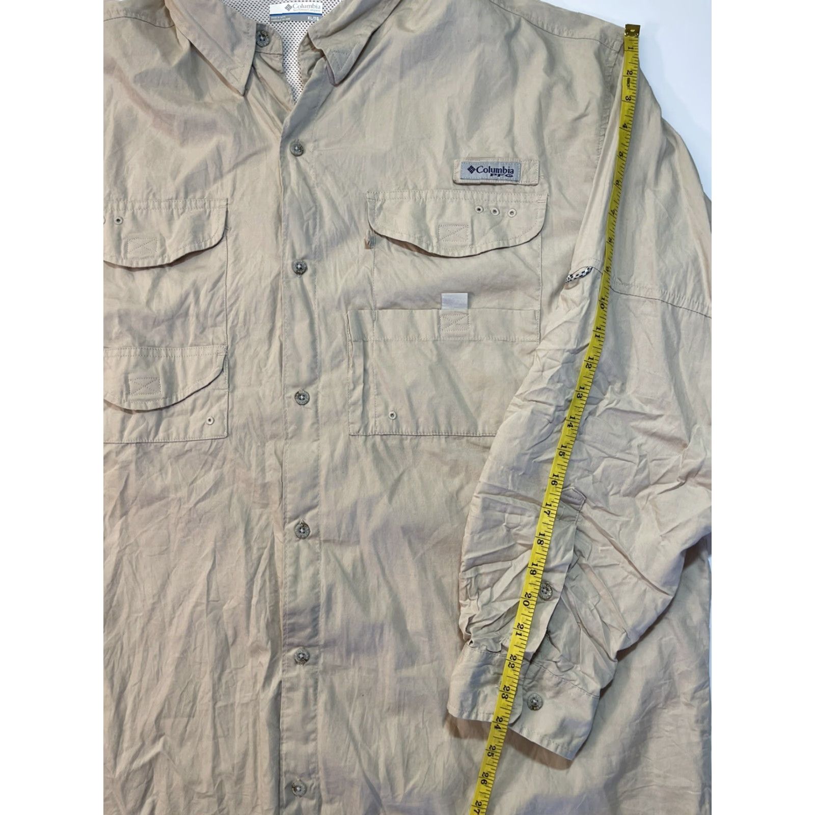 Vintage Columbia Mens PFG Button-Up Shirt Long Sleeve Lightweight Cotton Blend Tan XL Size US XL / EU 56 / 4 - 7 Thumbnail