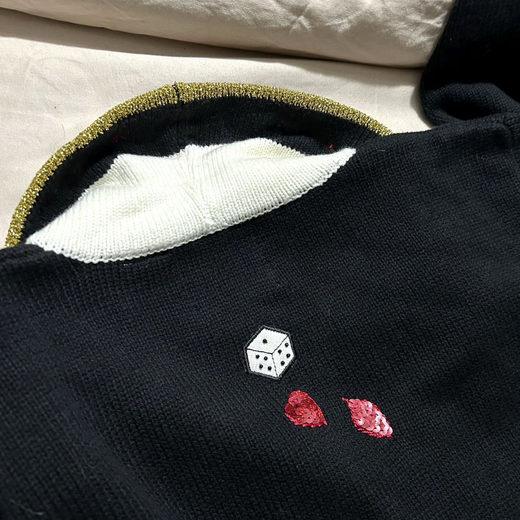 Vintage VINTAGE 90s Storybook Knits Cardigan Women M Black Dice Playing Cards Knit Cardigan Mens? Womens Size M / US 6-8 / IT 42-44 - 5 Thumbnail